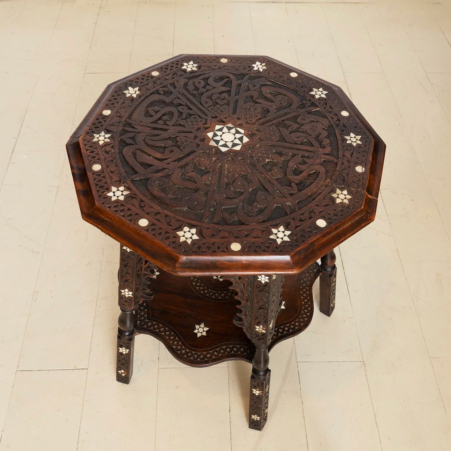 19TH CENTURY CARVED AND INLAID SYRIAN SIDE TABLE