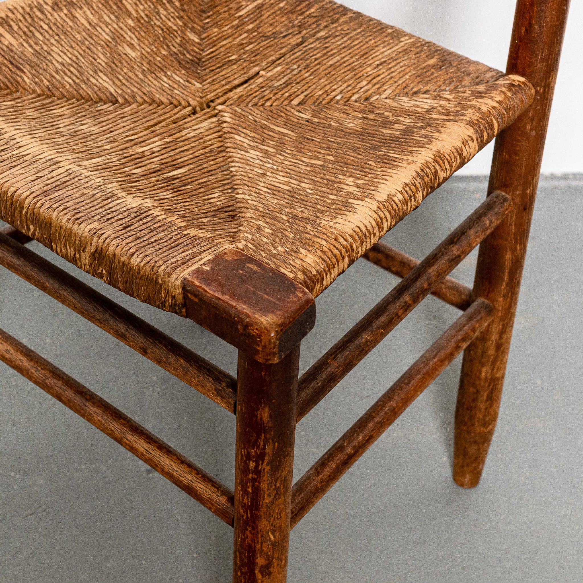 19th century American ladder back rushseat chair