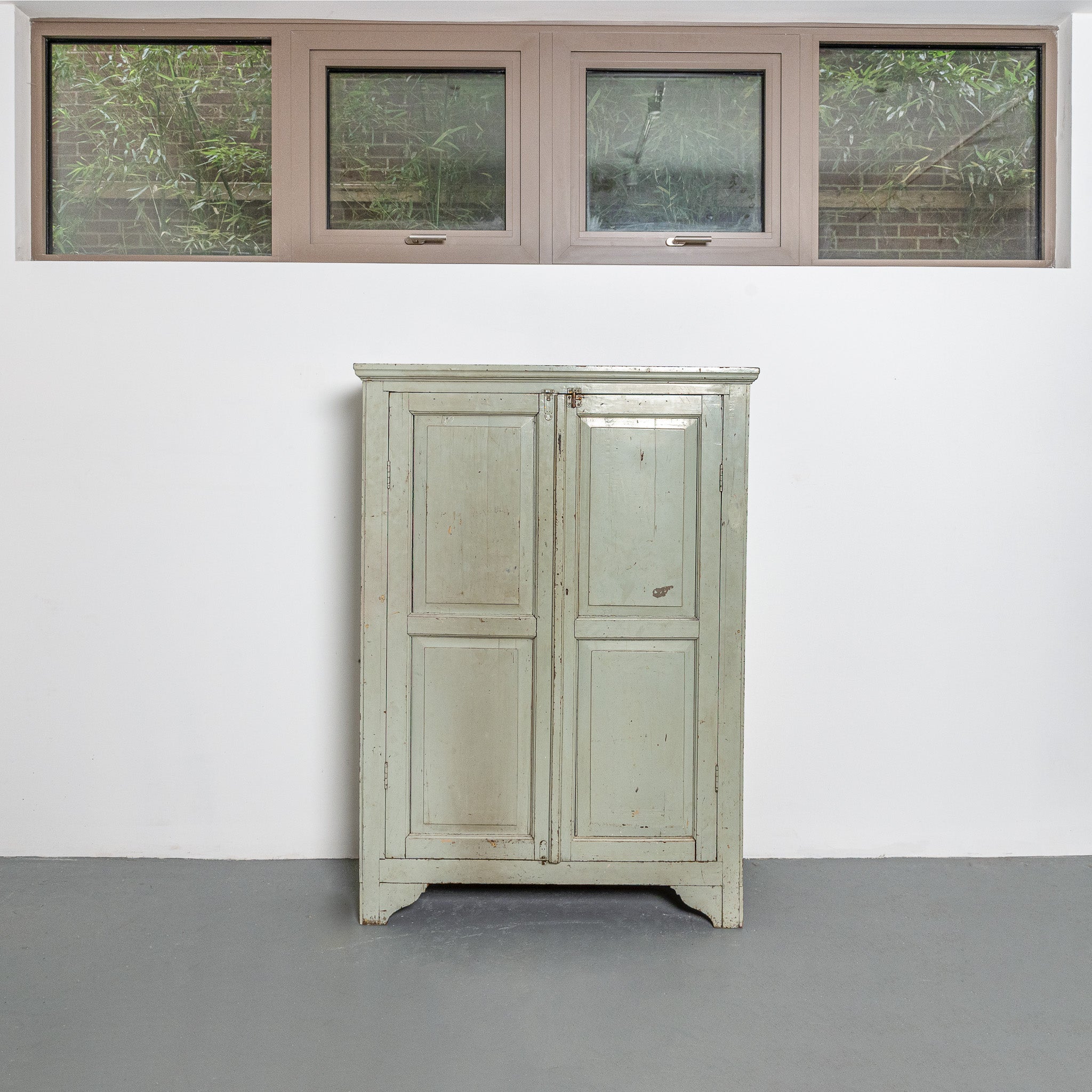 19th century Canadian gray painted cupboard