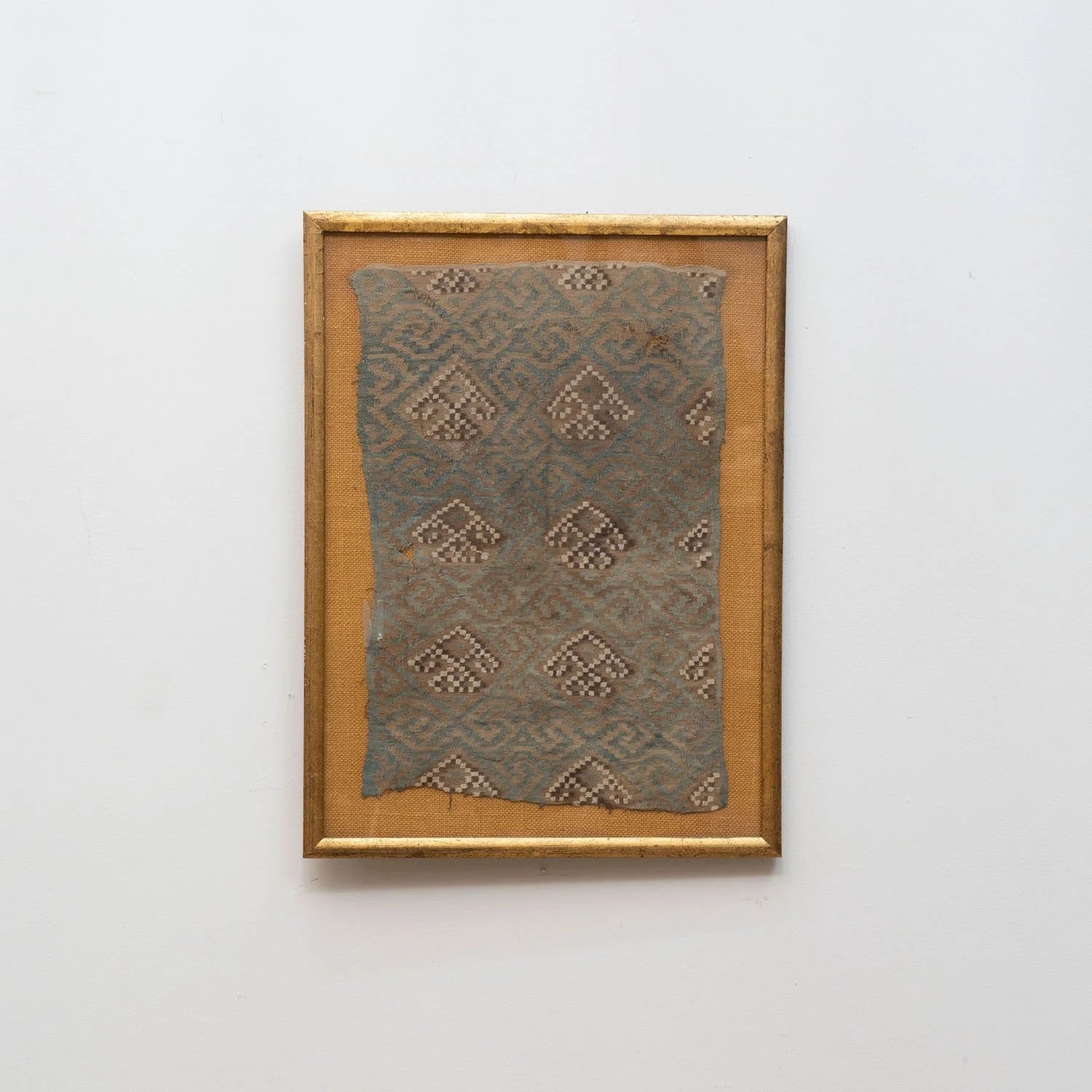 LARGE FRAMED PRE-COLUMBIAN TEXTILE FRAGMENT