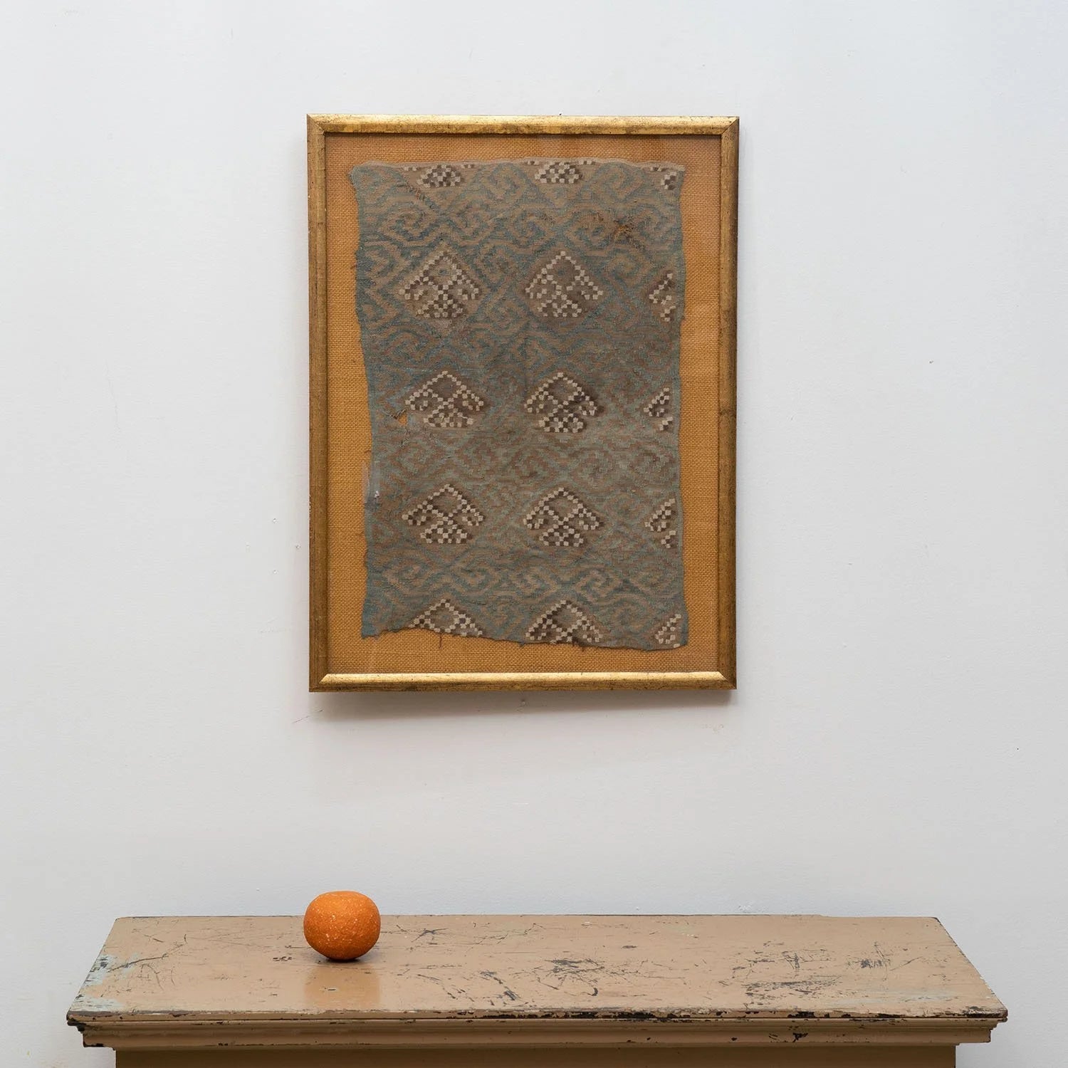 LARGE FRAMED PRE-COLUMBIAN TEXTILE FRAGMENT