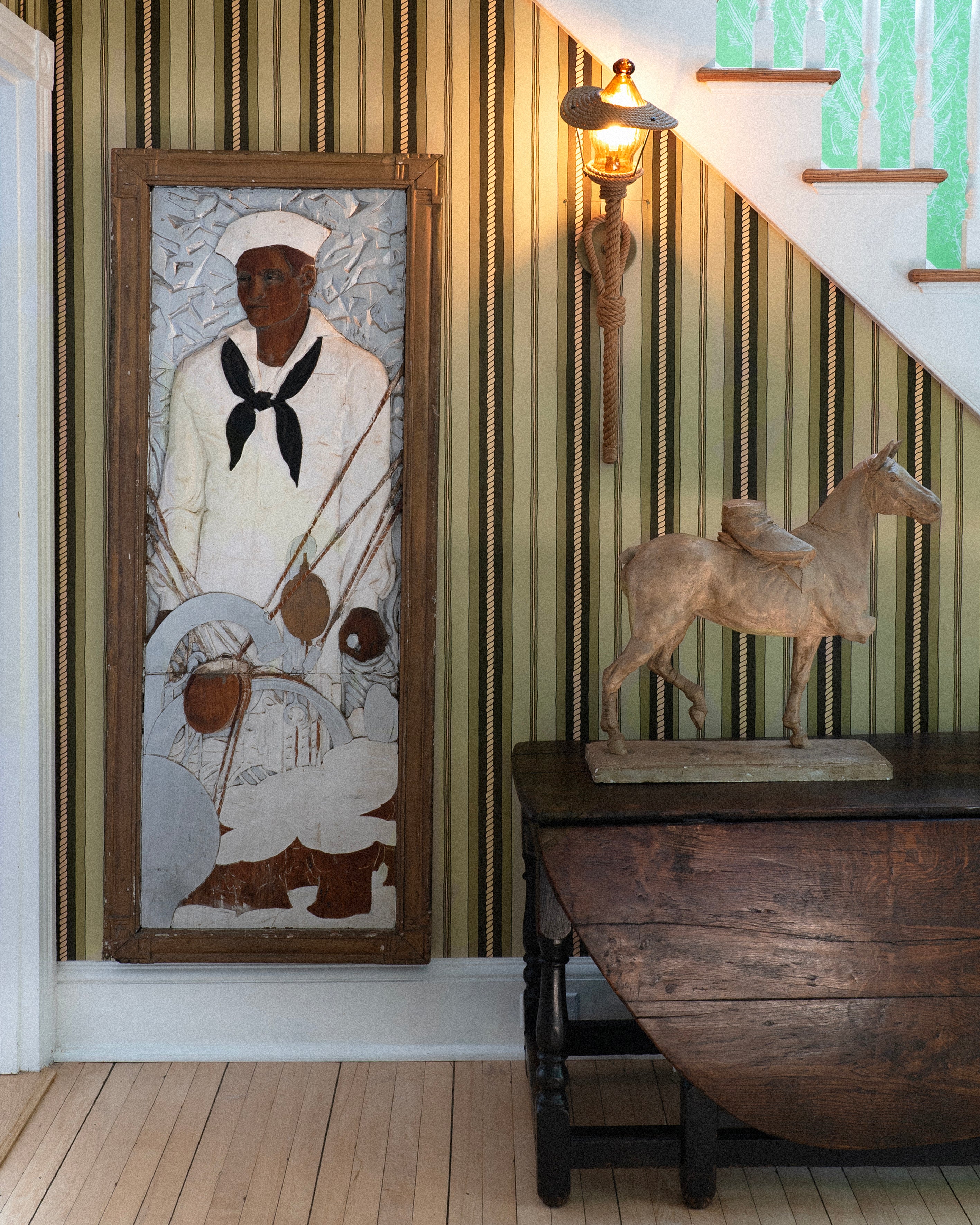 MONUMENTAL AMERICAN FOLK ART SAILOR RELIEF PANEL