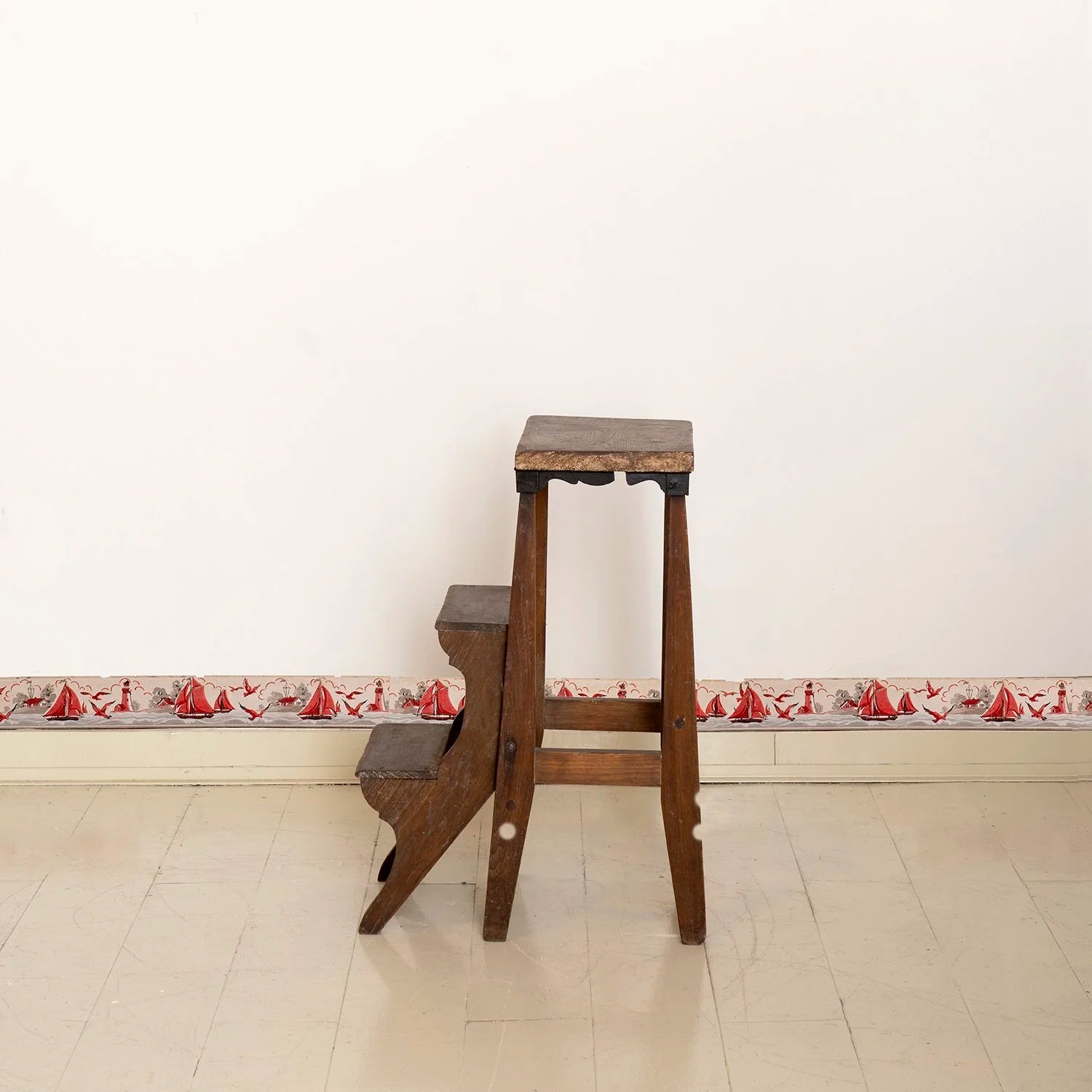 ANTIQUE STEP STOOL TABLE