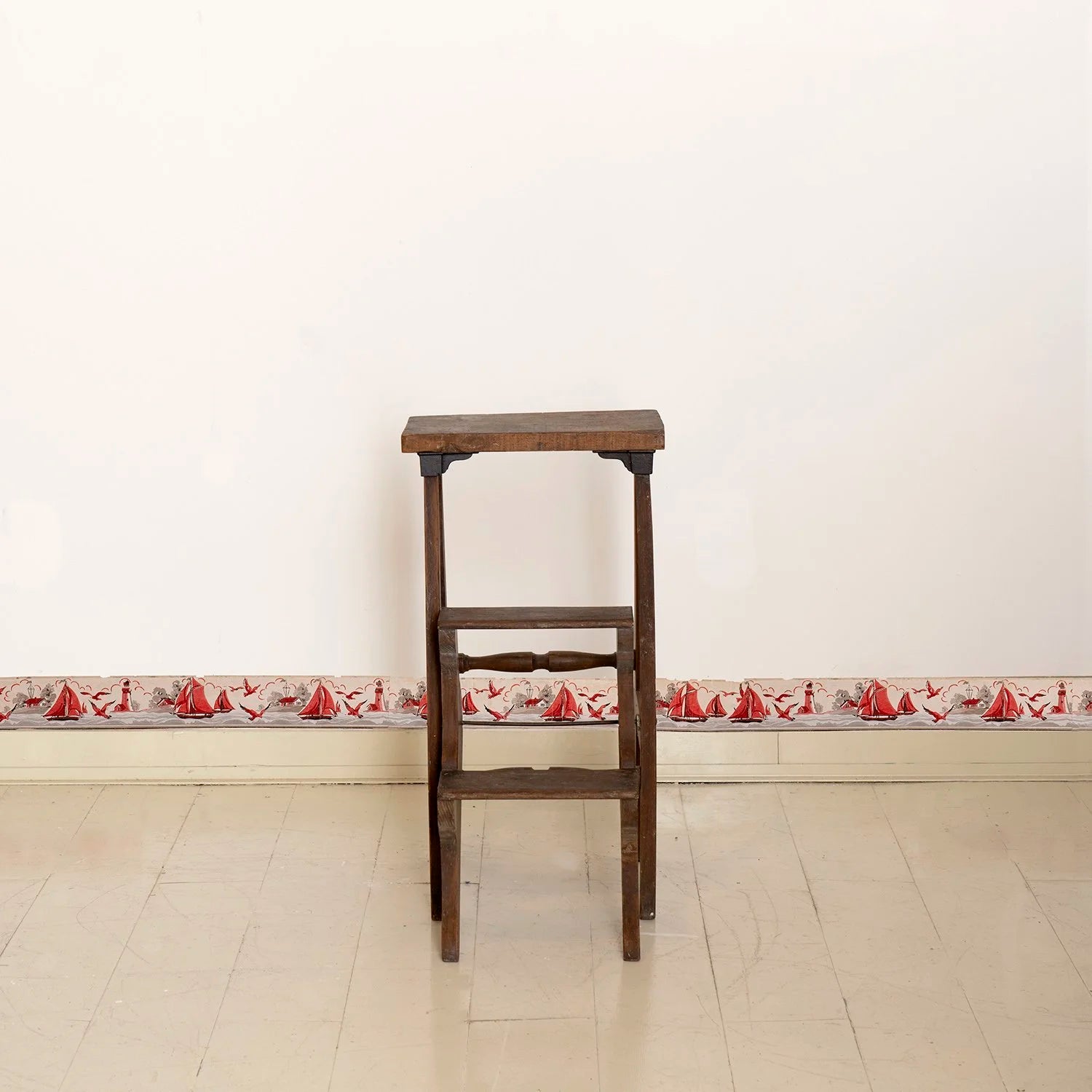 ANTIQUE STEP STOOL TABLE