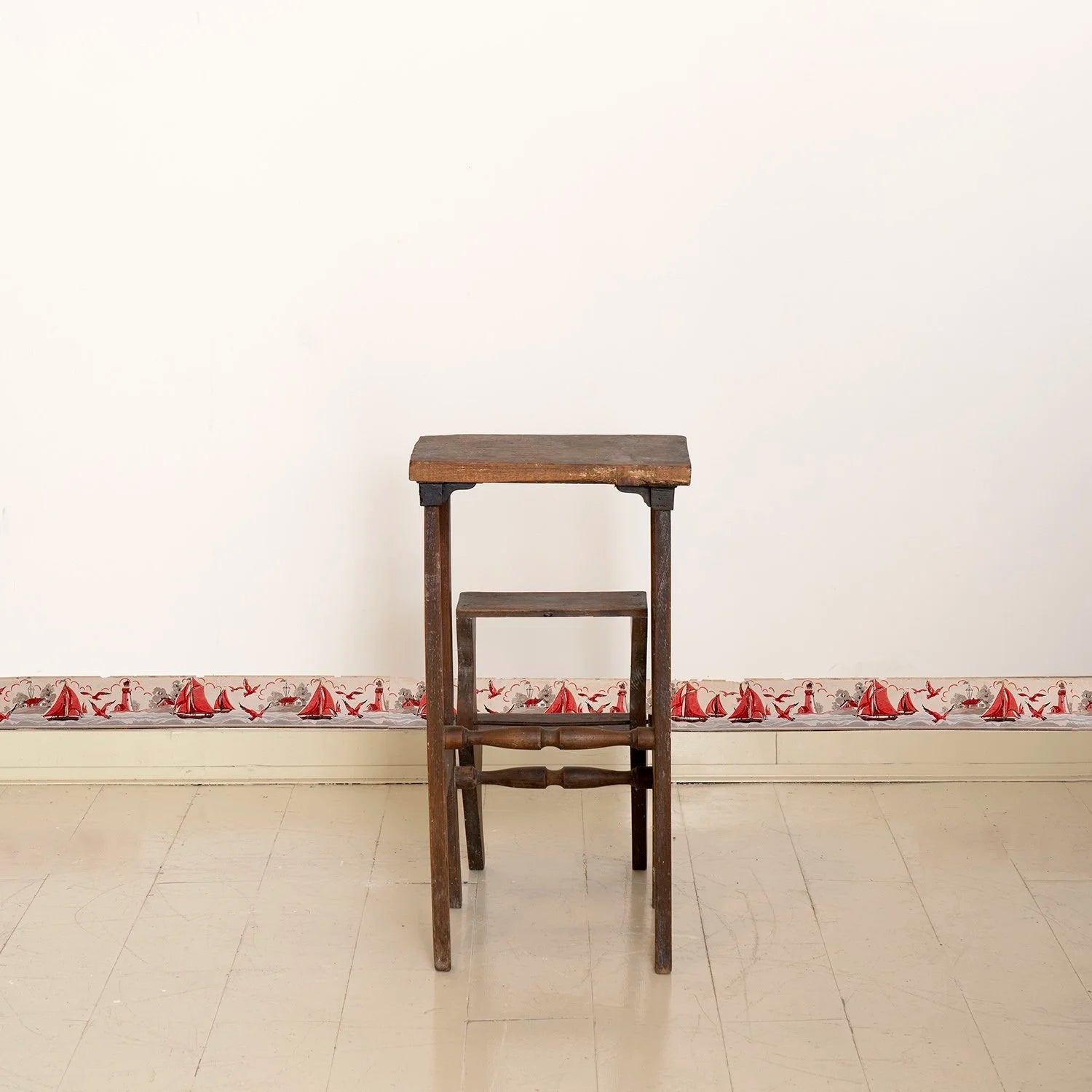 ANTIQUE STEP STOOL TABLE