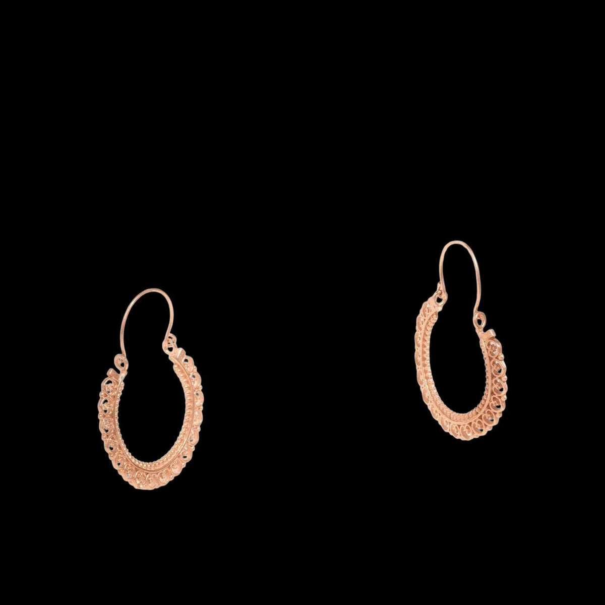 ROSE GOLD VERMEIL "BYZANTINE EMPIRE" EARRINGS, detail view