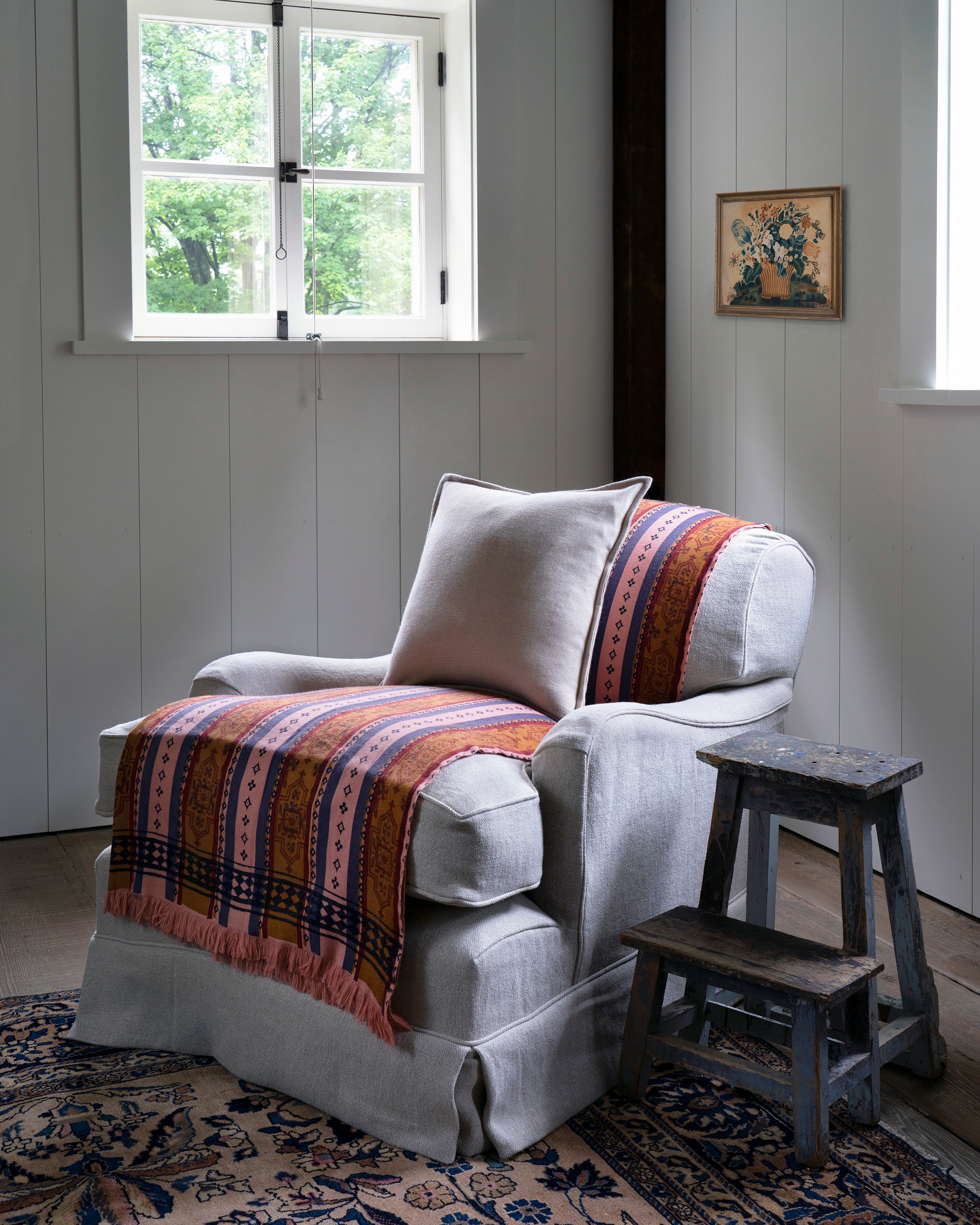 SAVED NY x Lukas The Illustrator "Carpet" BLOCK PRINT Woven Cashmere Throw