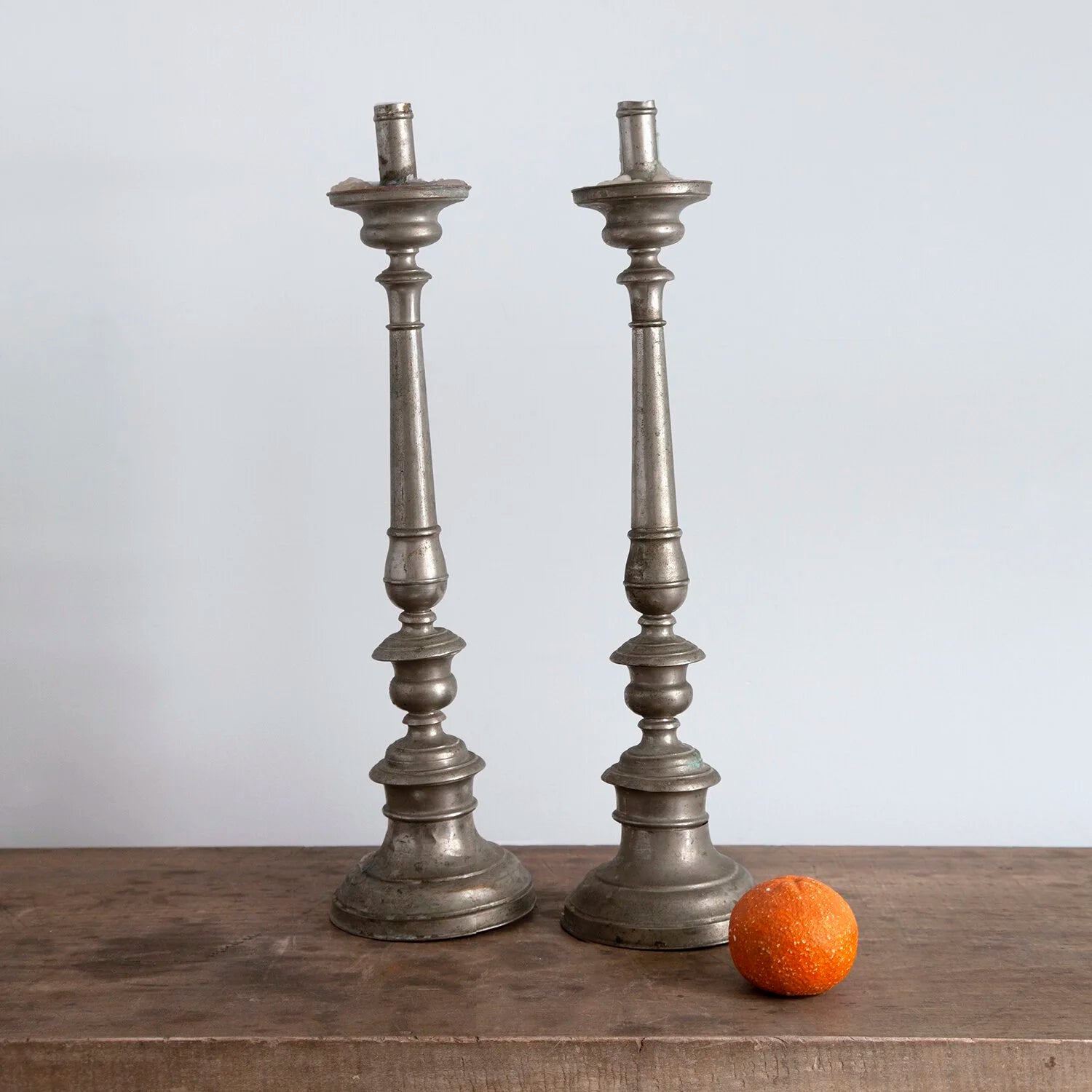 PAIR OF LARGE ANTIQUE CANDLESTICKS (No. 2)