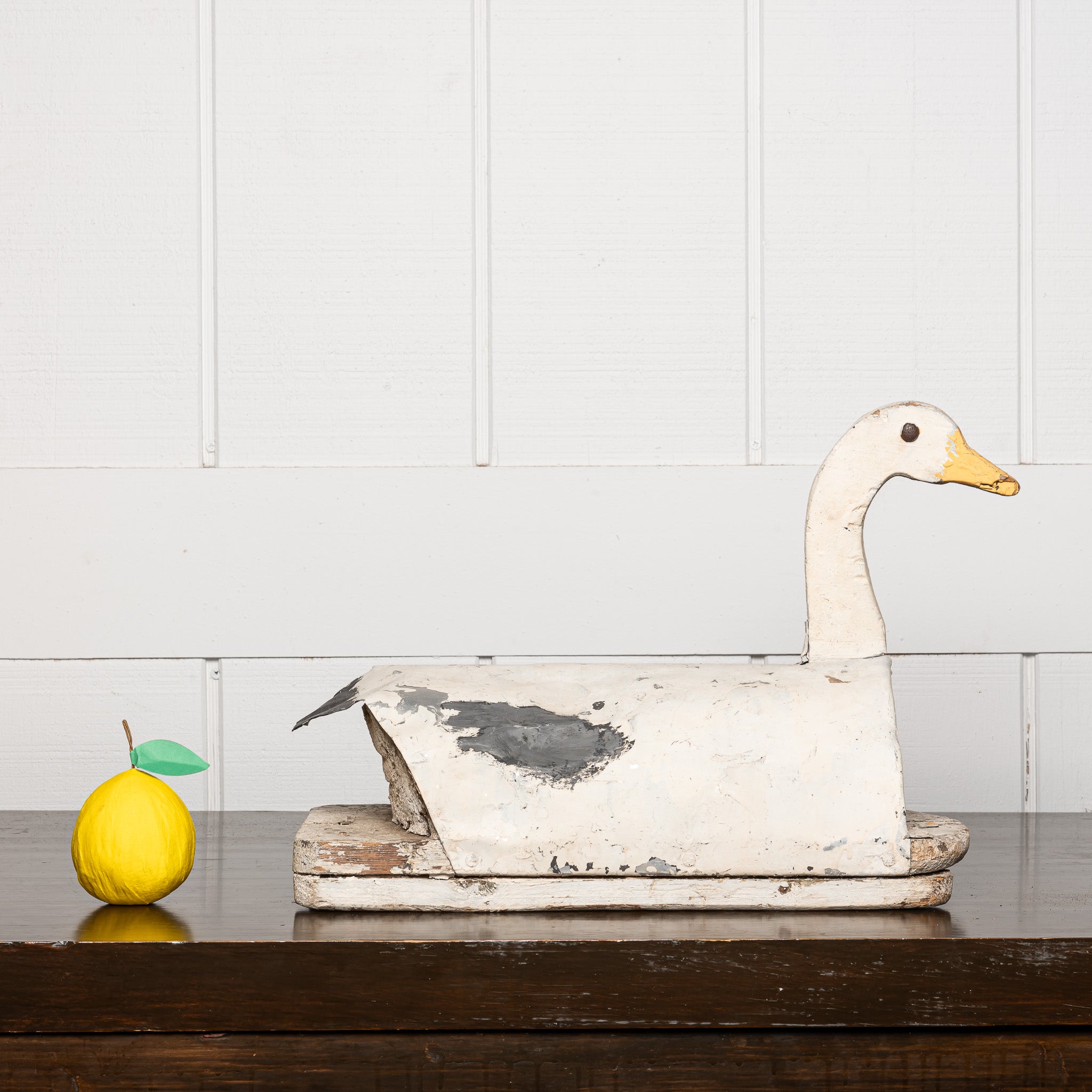 Vintage Duck Decoy Sculpture in Wood and Tin