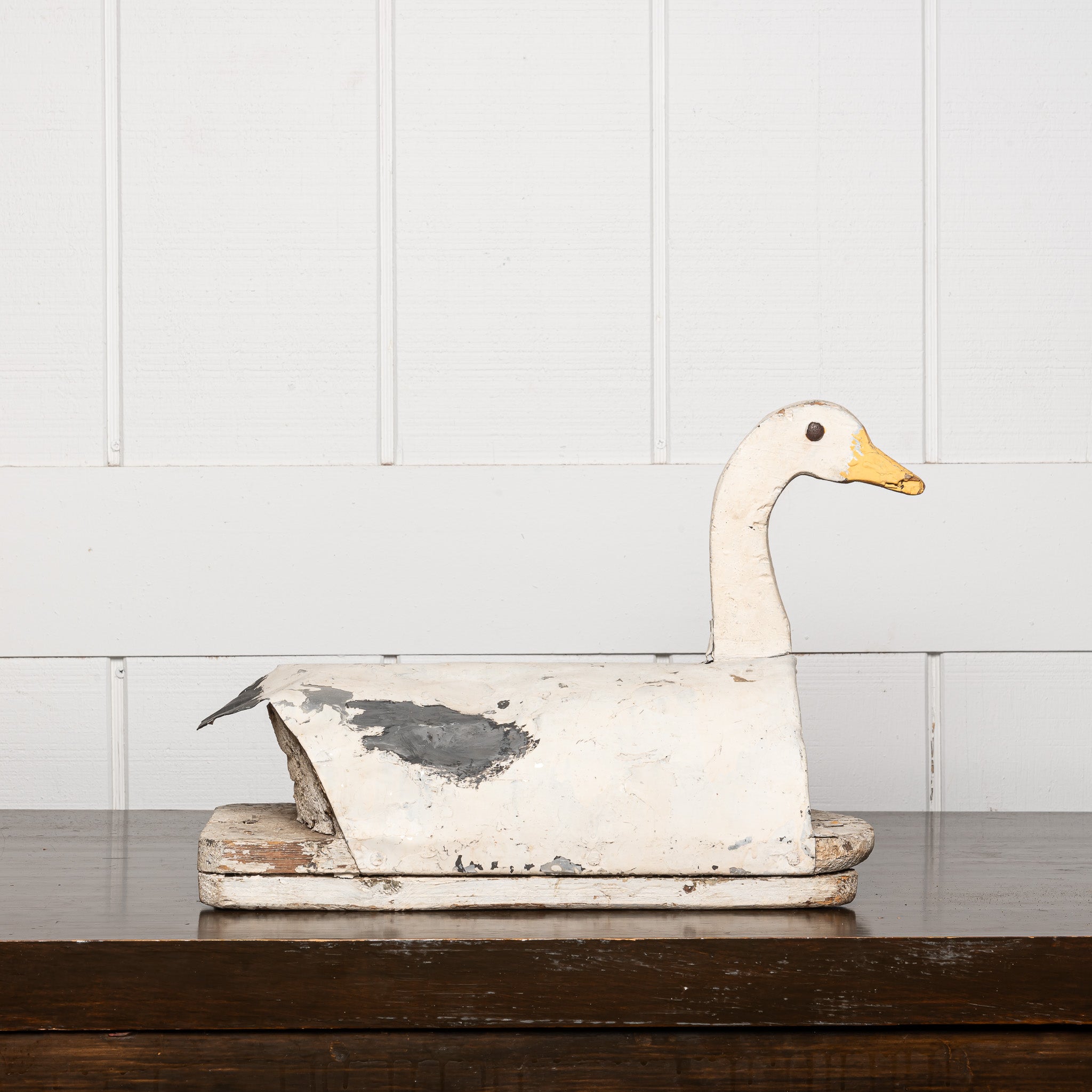 Vintage Duck Decoy Sculpture in Wood and Tin