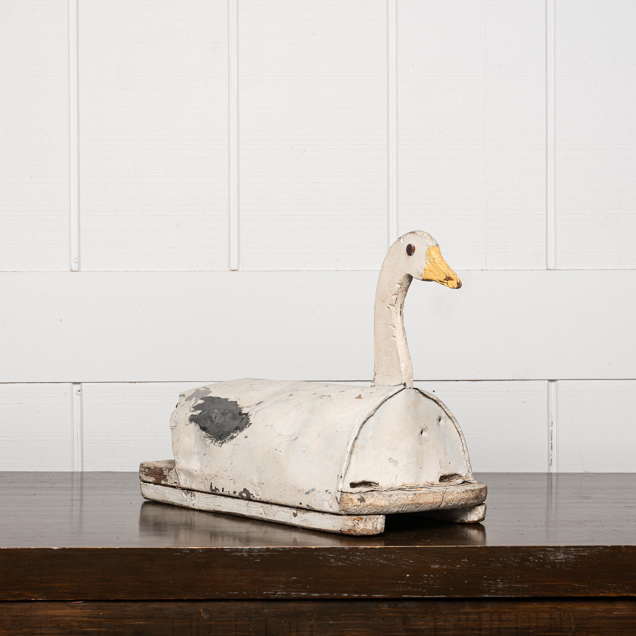 Vintage Duck Decoy Sculpture in Wood and Tin