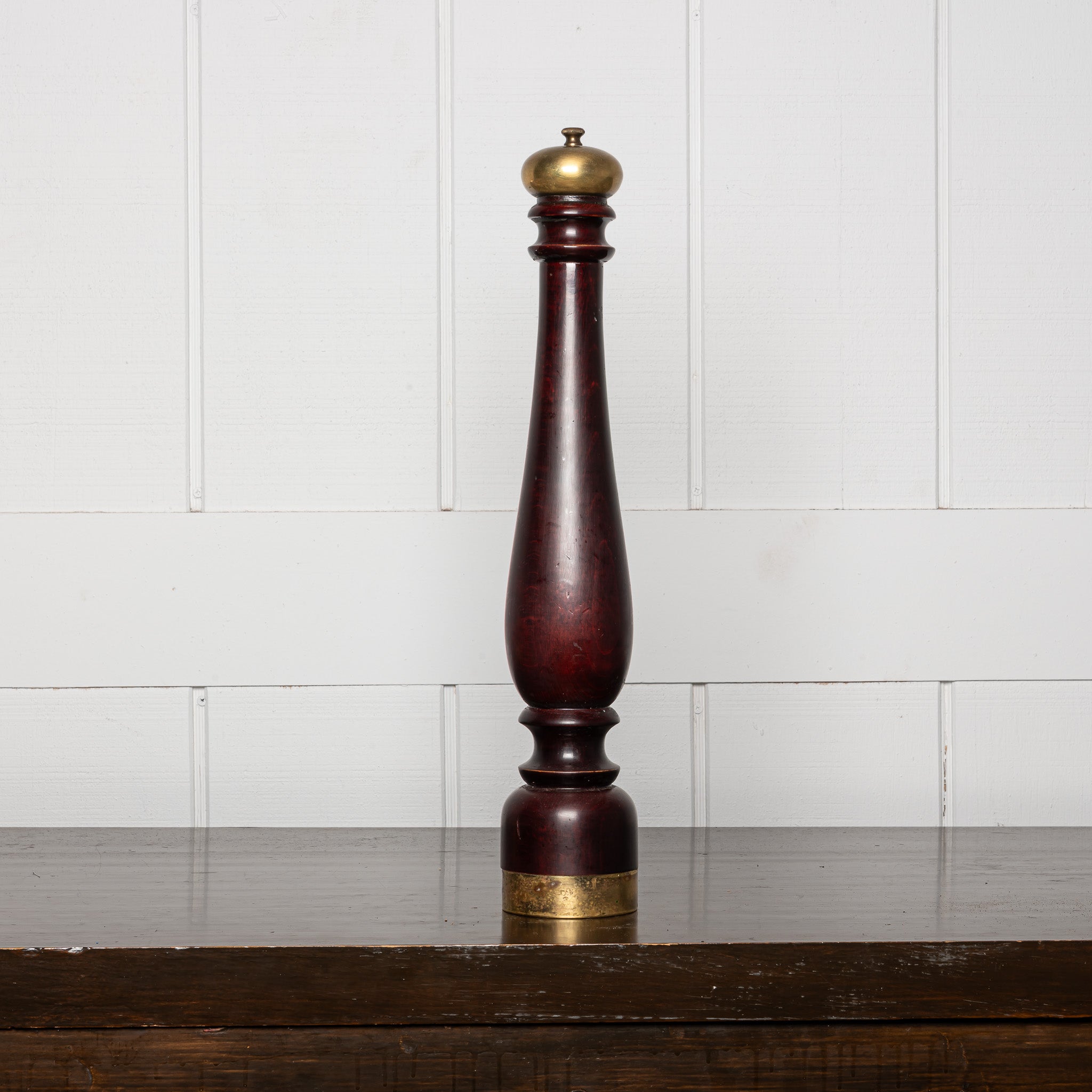 Mid-Century Wood and Brass Peppermill