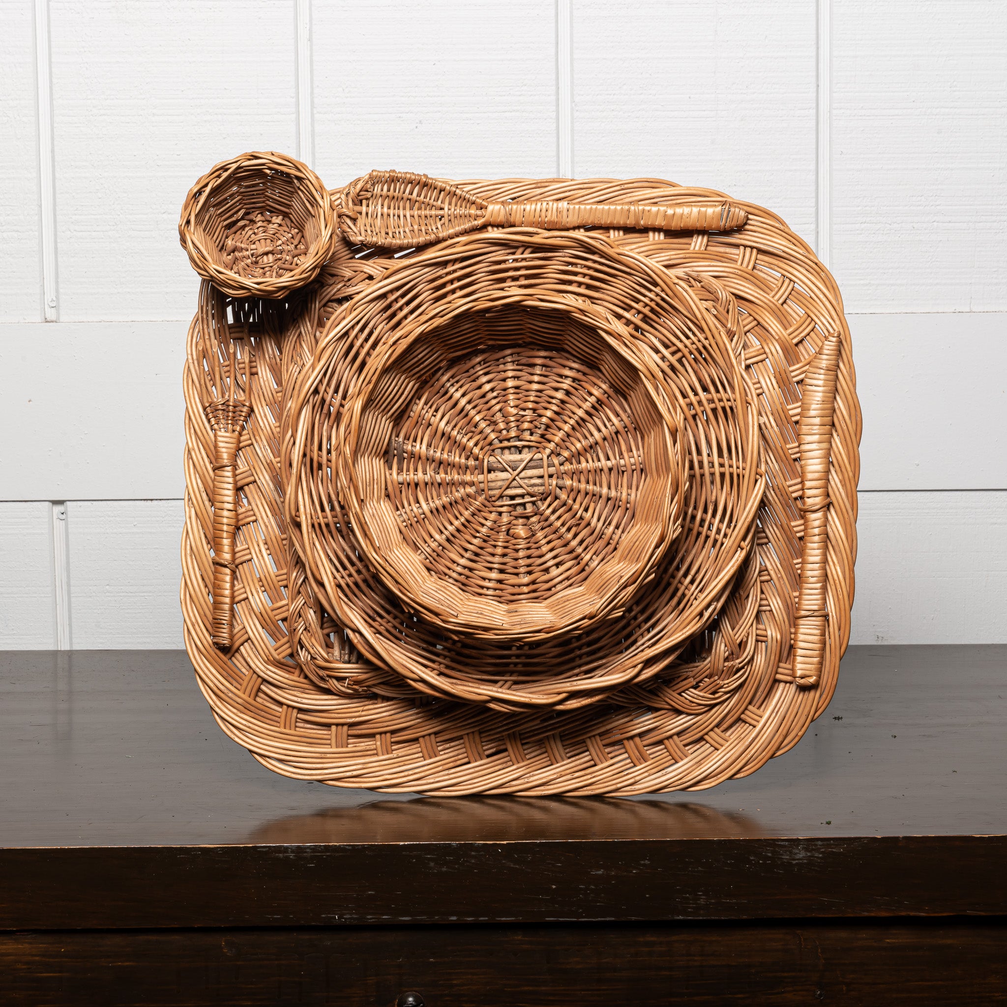 French Rattan Trompe L'Oeil Sculpture Decorative Object