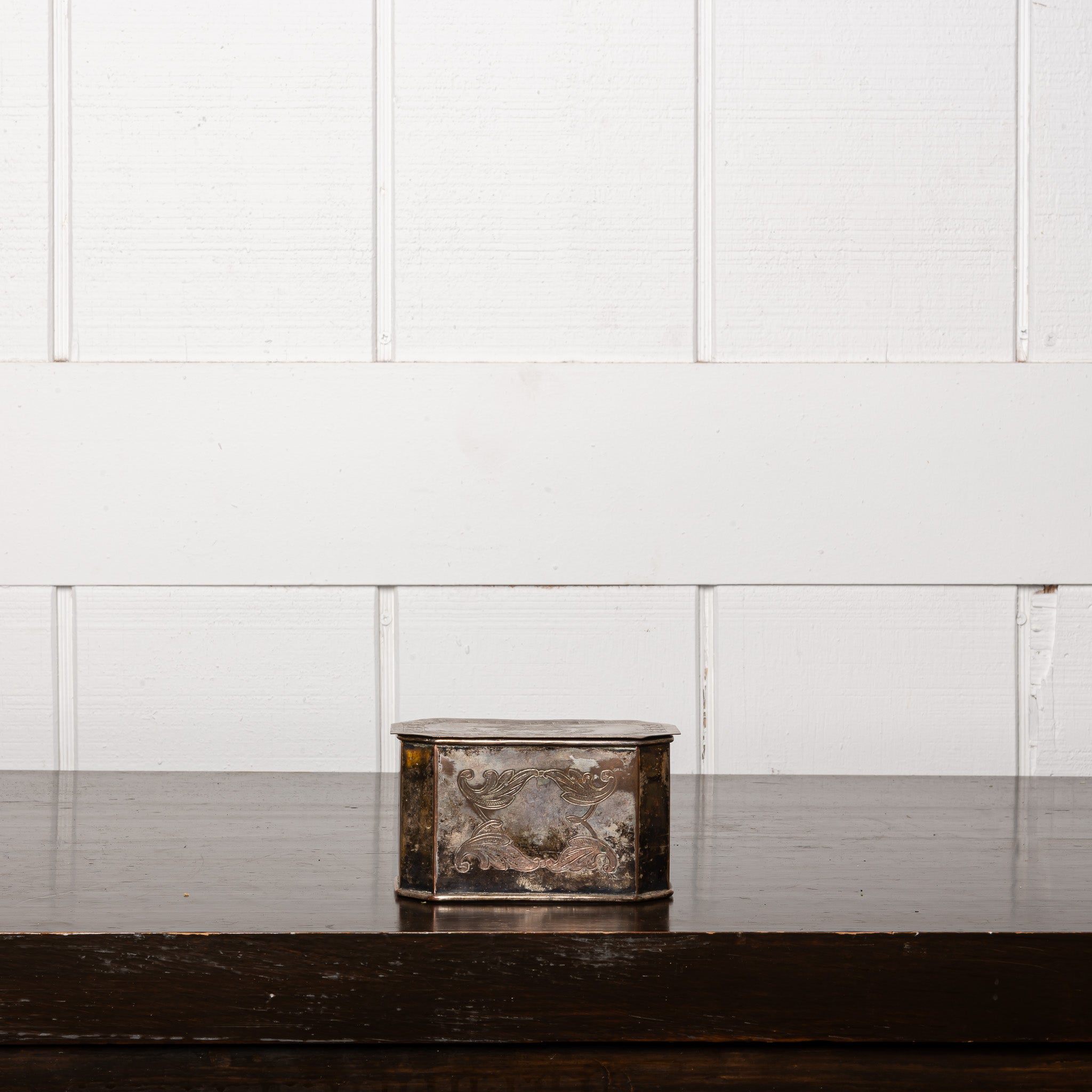 19th Century Silver-Plated Engraved Sugar Box