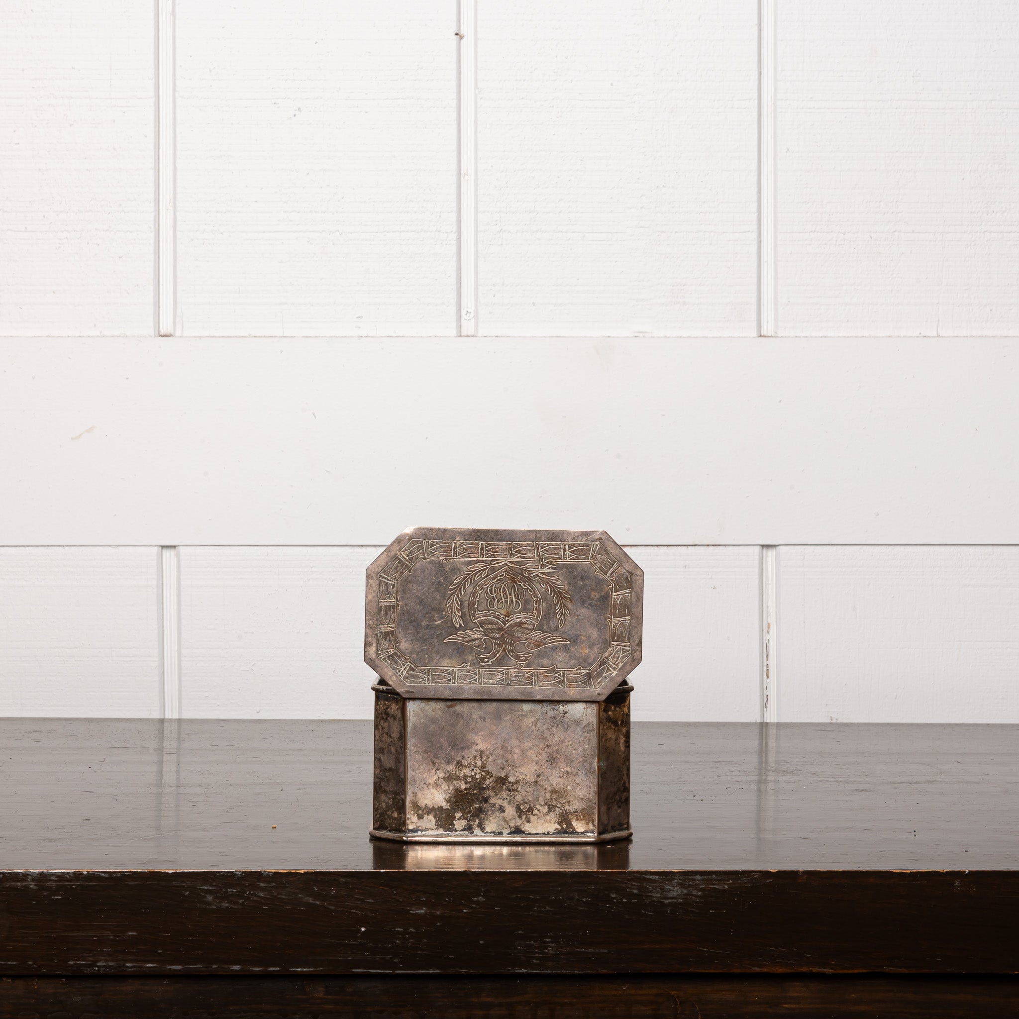 19th Century Silver-Plated Engraved Sugar Box