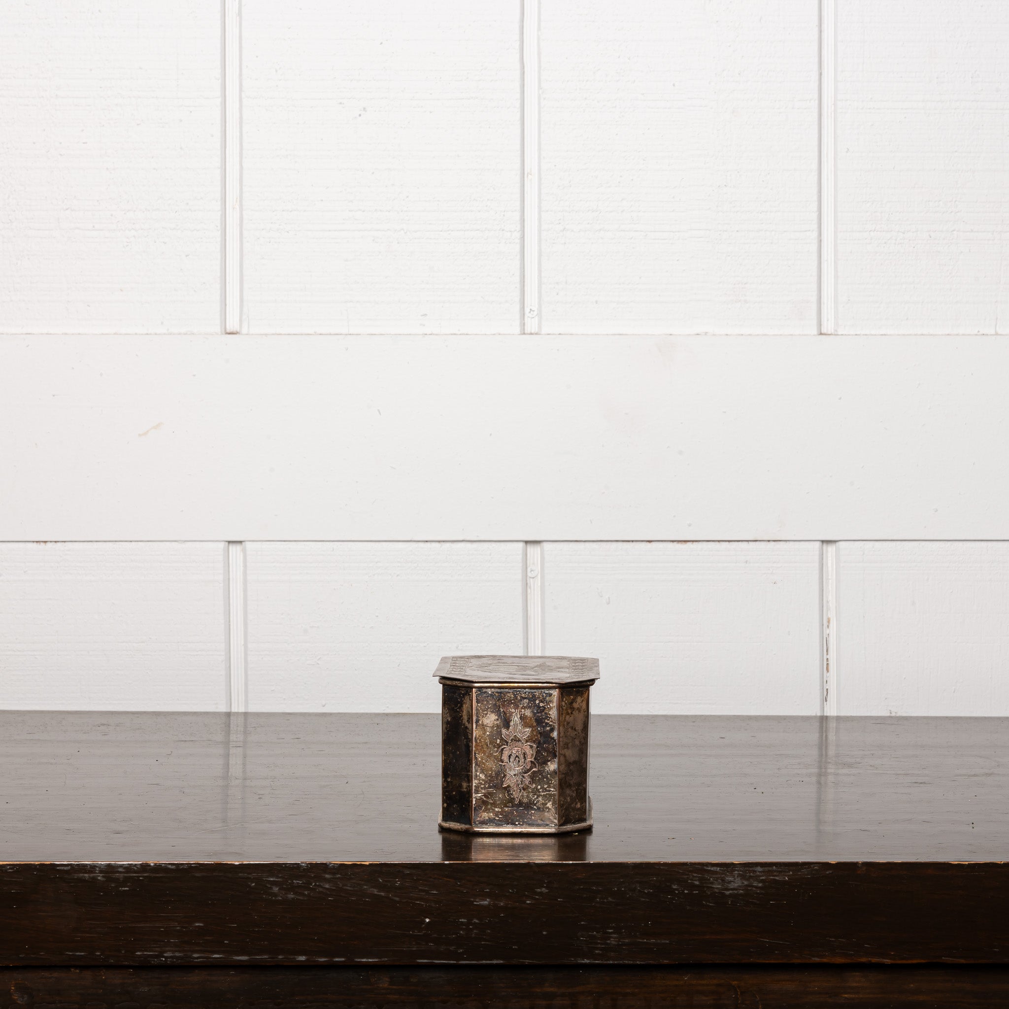 19th Century Silver-Plated Engraved Sugar Box