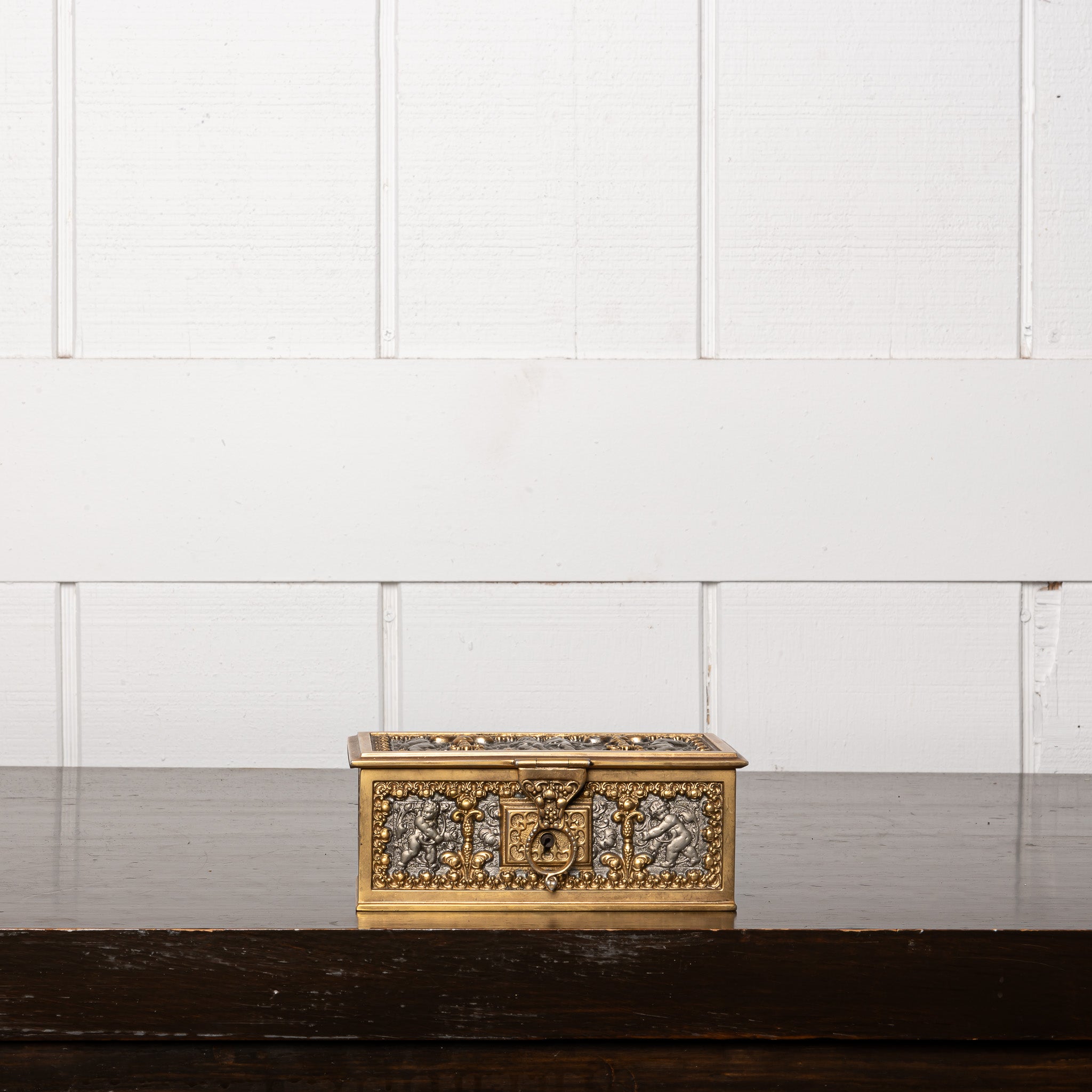 19th Century Brass Casket Table Box