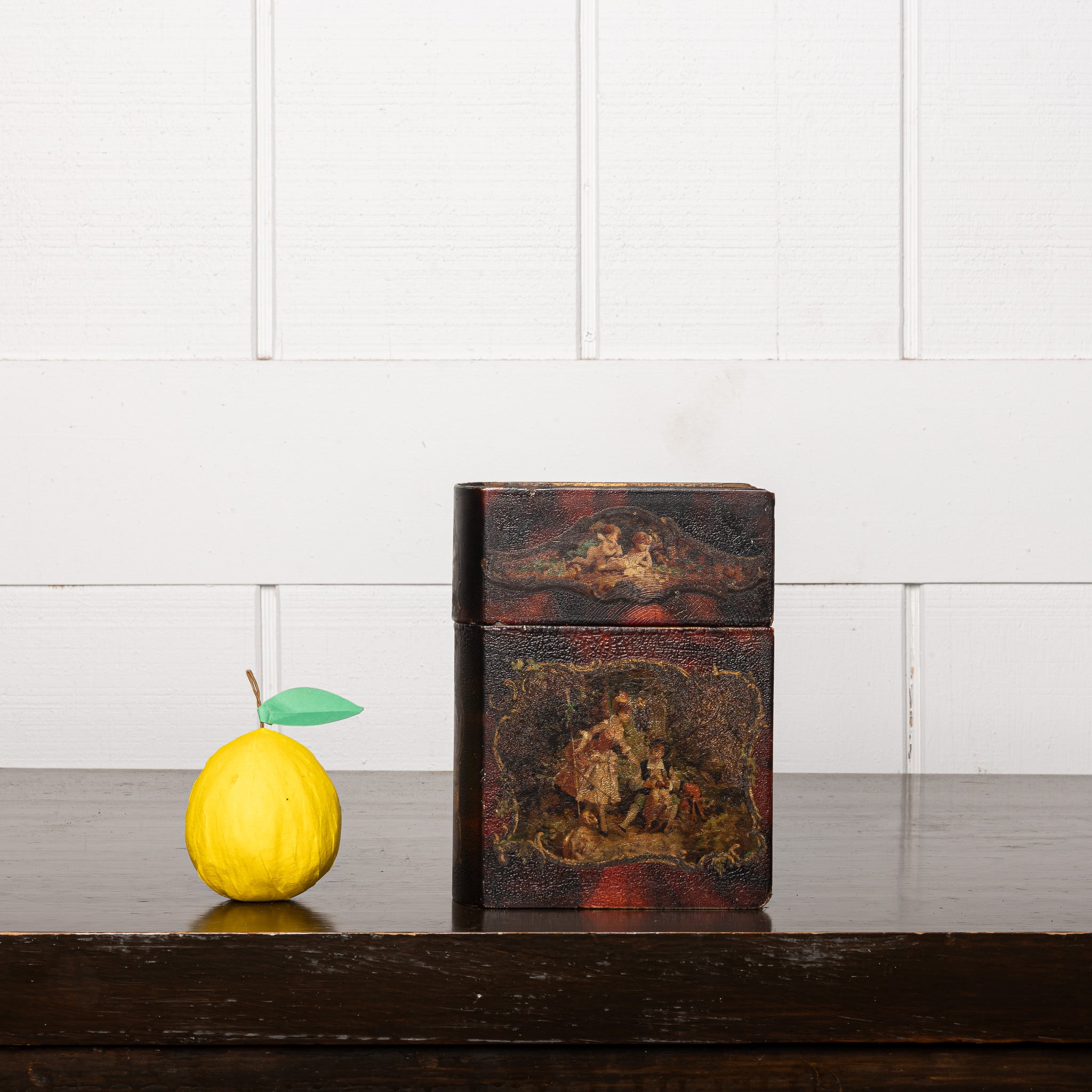 19th Century French Papier-Mâché Lacquer Bookform Box