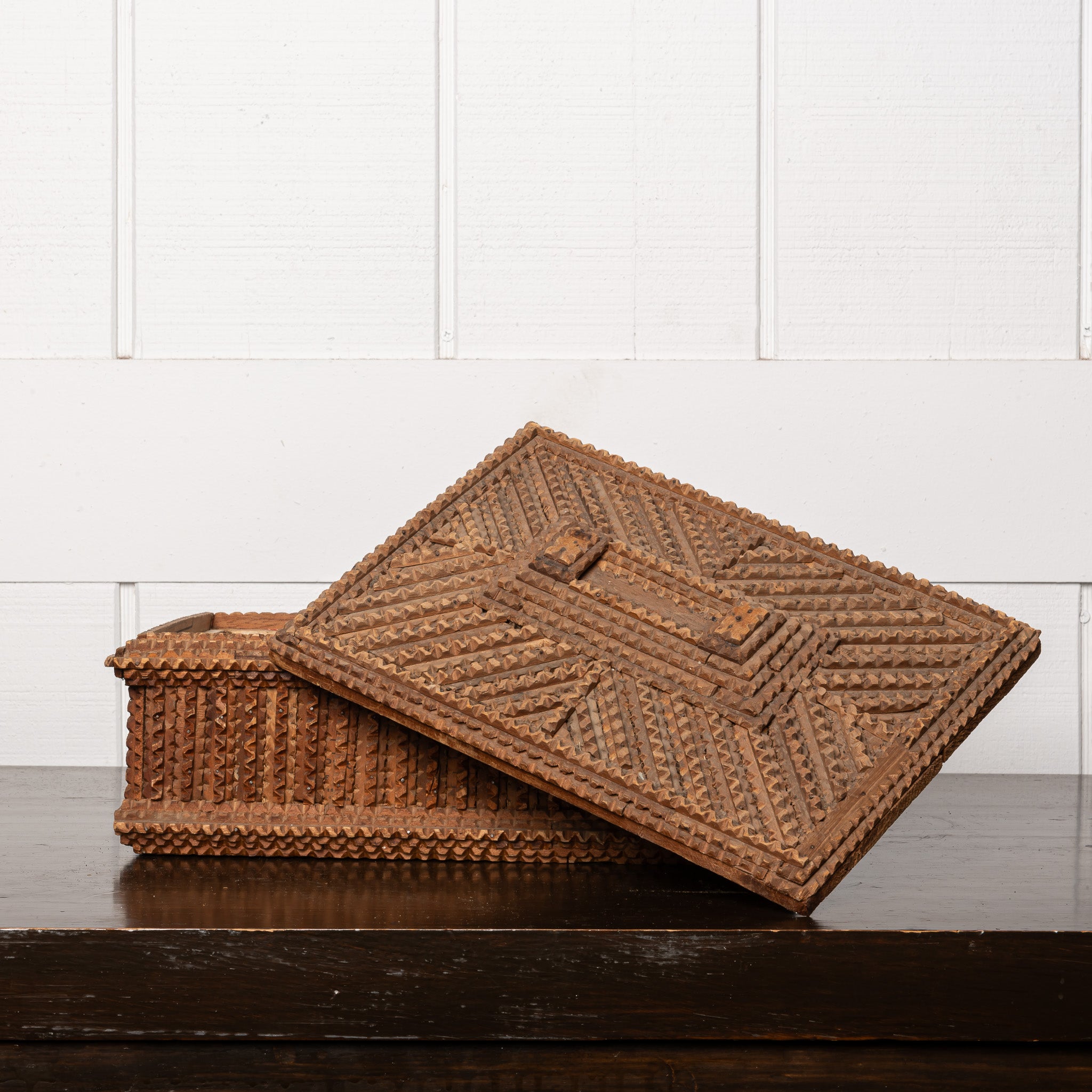 19th Century American Tramp Art Carved Box