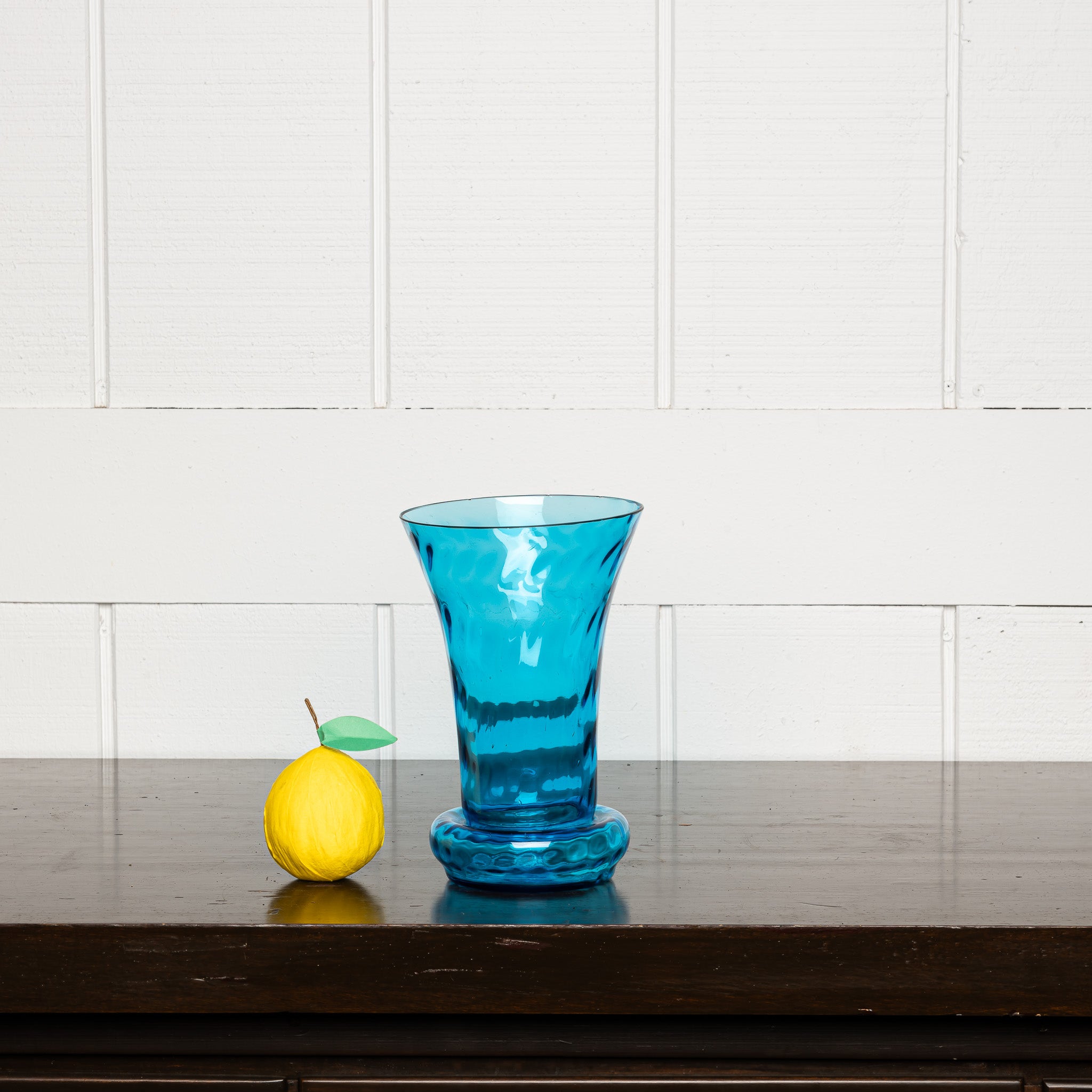 19th Century Mouth-Blown Blue Glass Vase