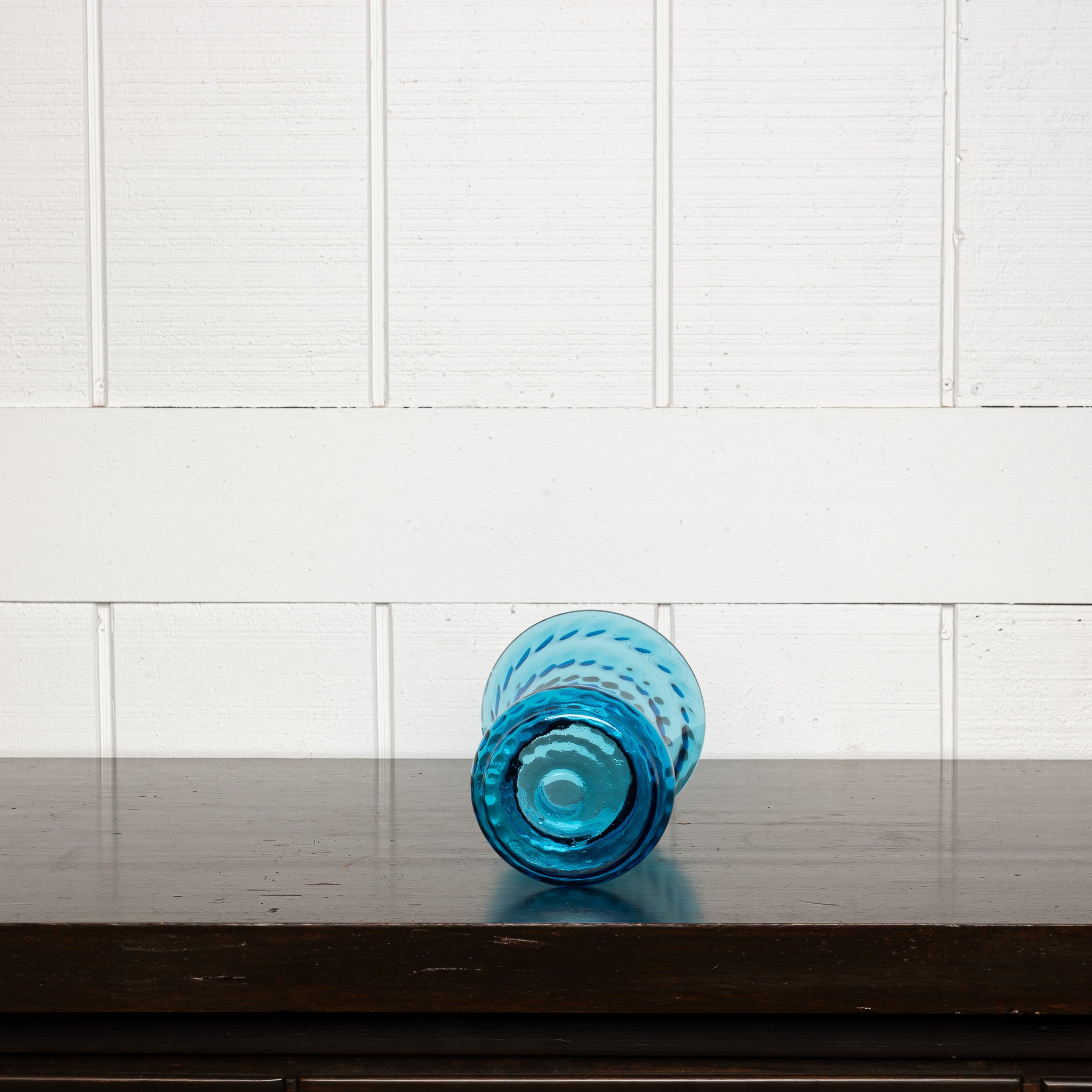 19th Century Mouth-Blown Blue Glass Vase