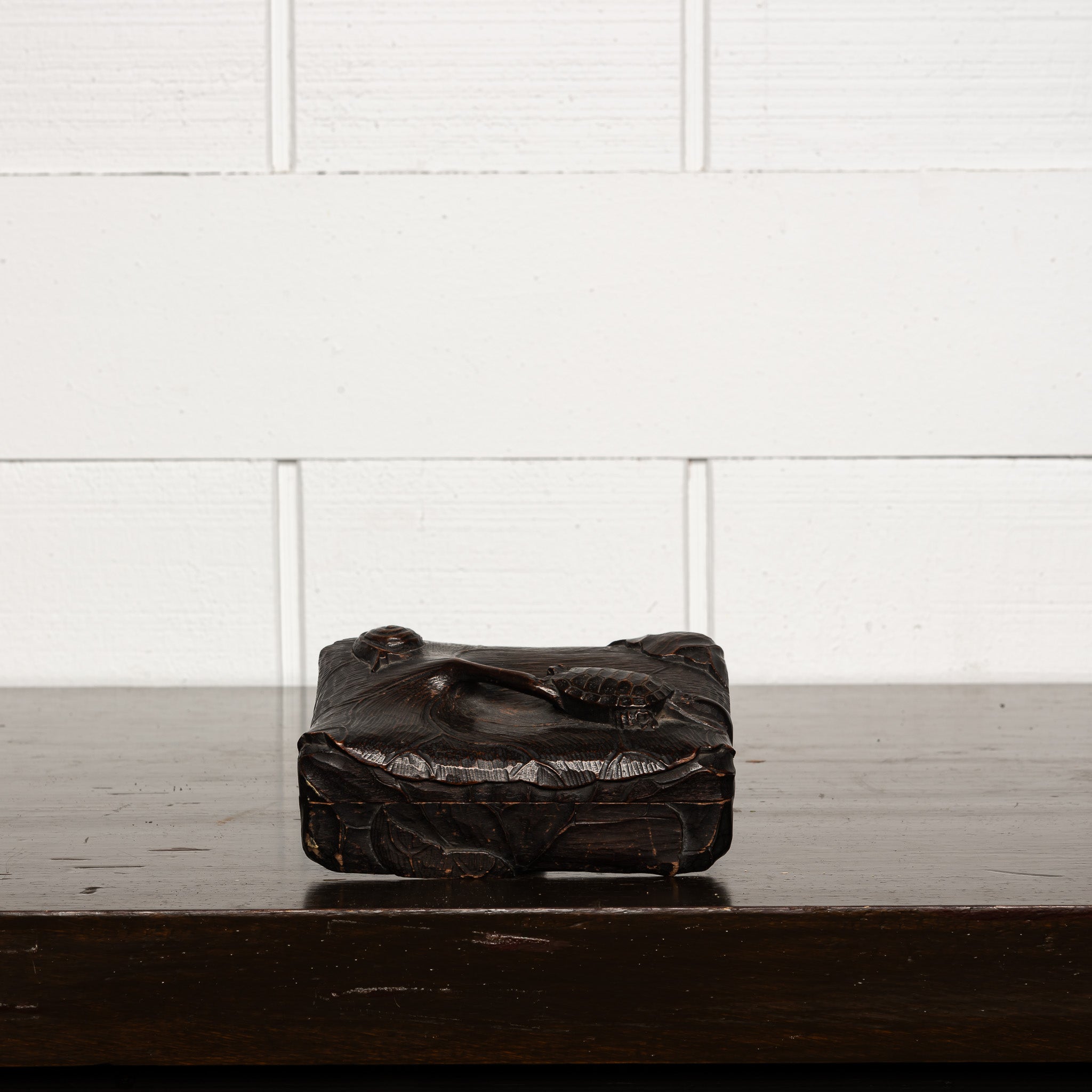 Meiji Period Japanese Carved Turtle Box