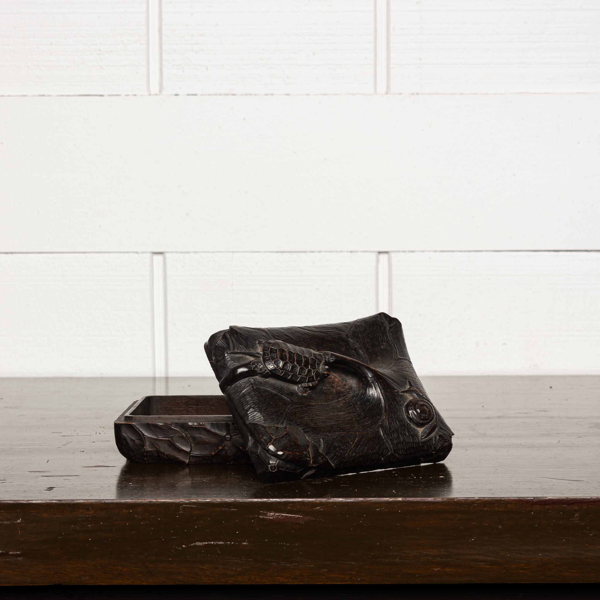 Meiji Period Japanese Carved Turtle Box