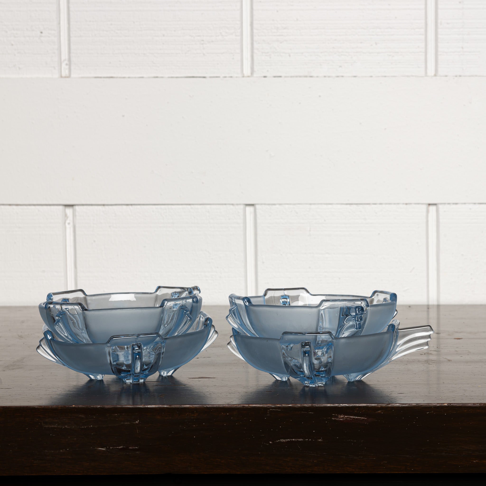 Set of Italian Pressed‑Glass Art Deco Nut Dishes