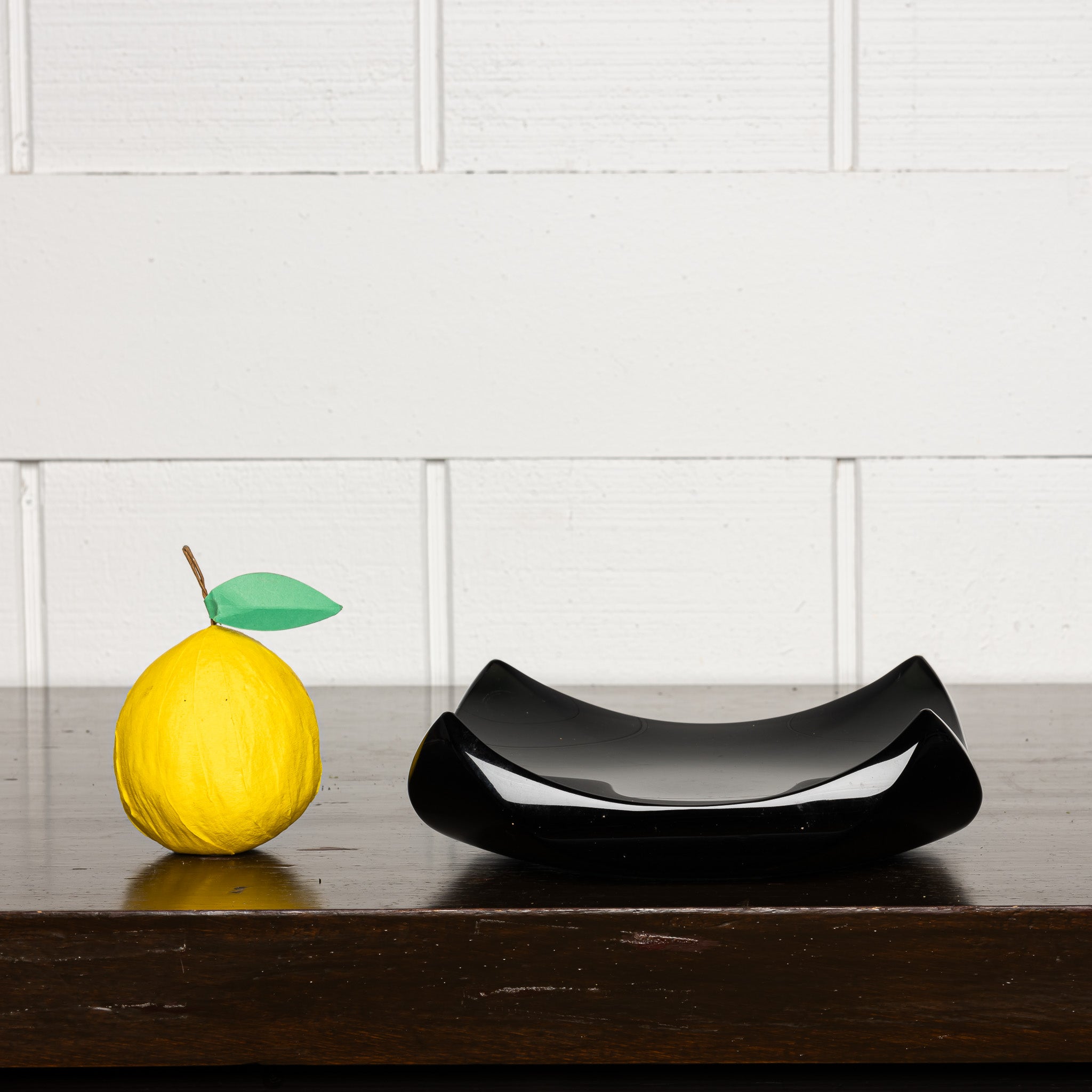 Mid‑Century Murano Black Glass Catchall