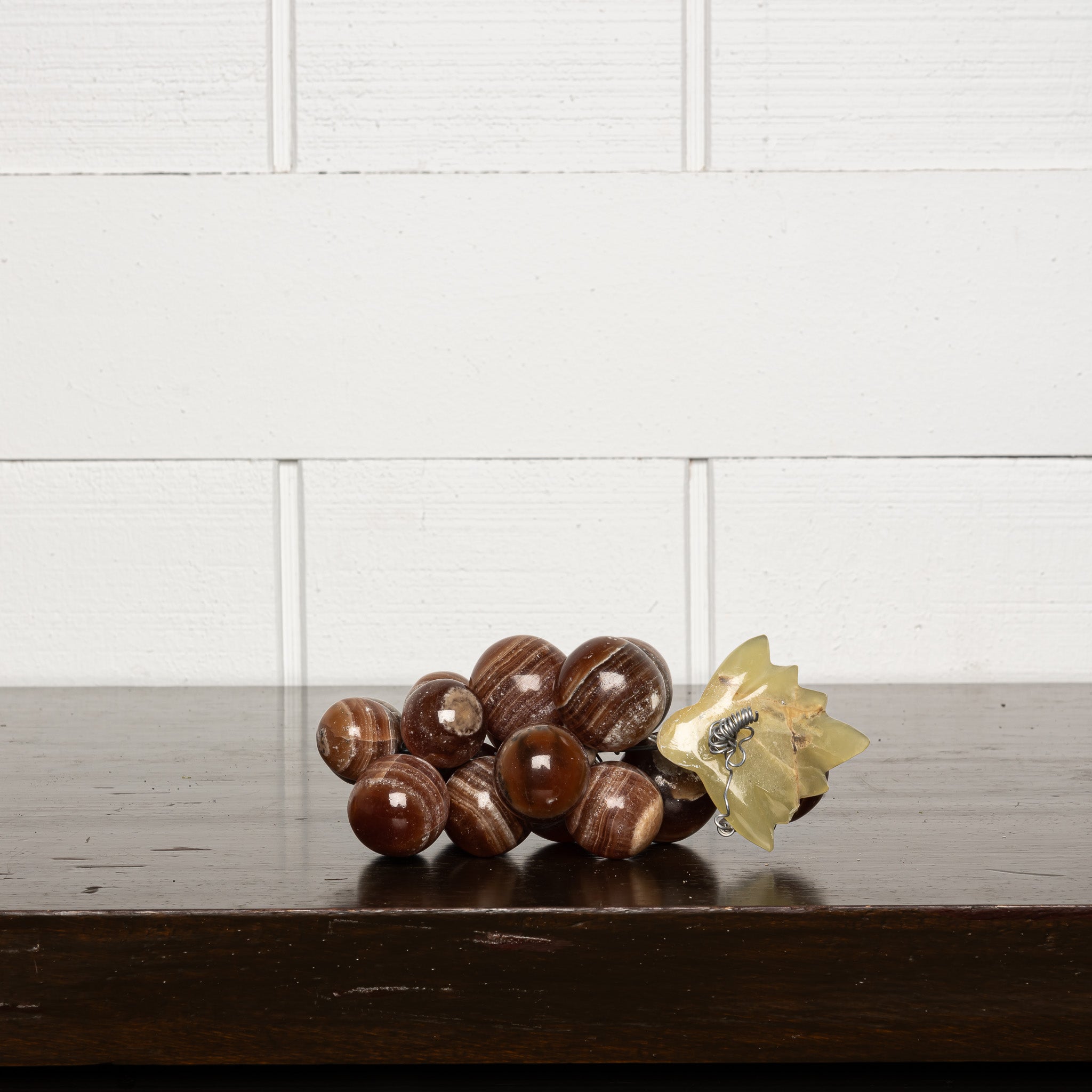 Vintage Italian Marble Grapes in Brown Stone