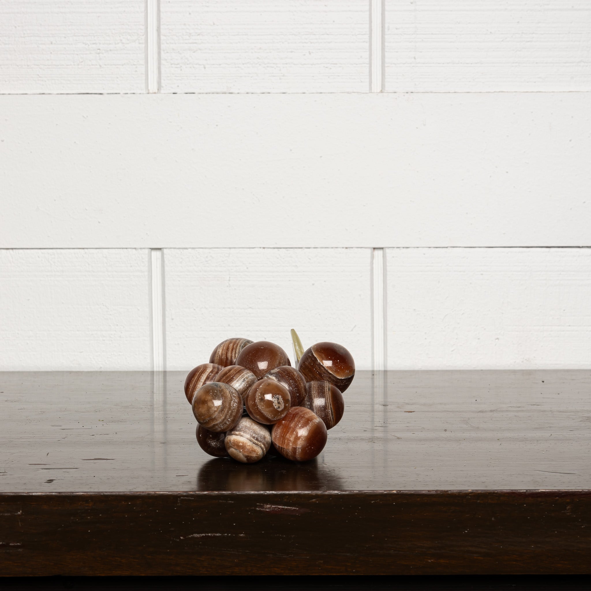 Vintage Italian Marble Grapes in Brown Stone