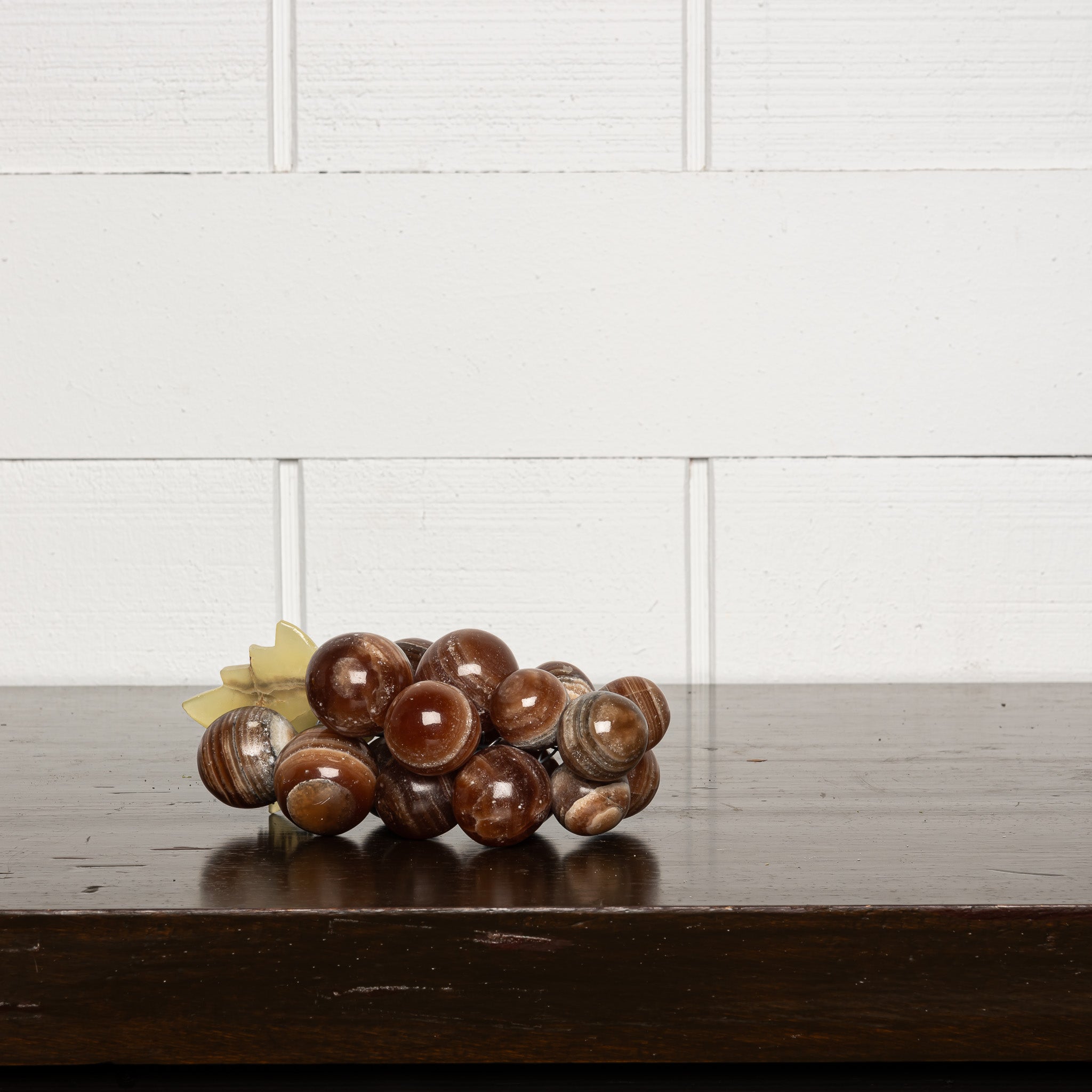 Vintage Italian Marble Grapes in Brown Stone