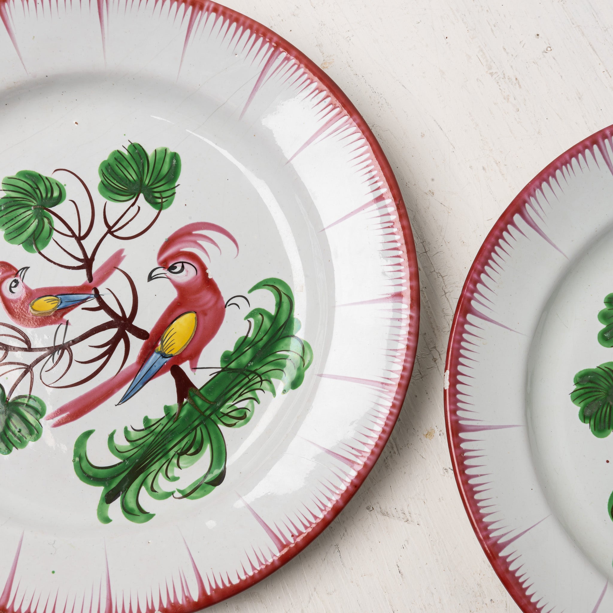 Set of 4 18th‑Century Faience Bird Plates