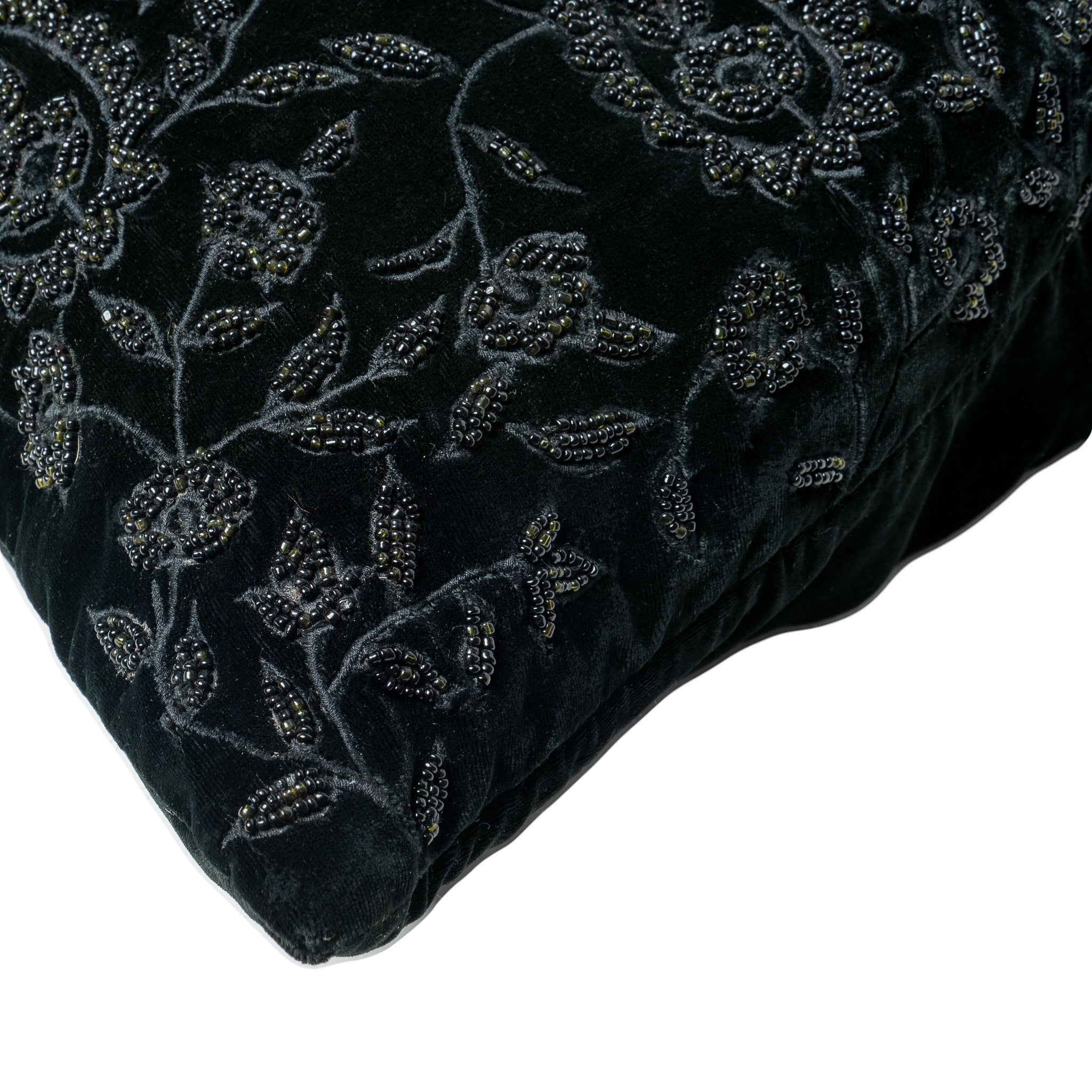 Vintage Beaded Velvet Cushion