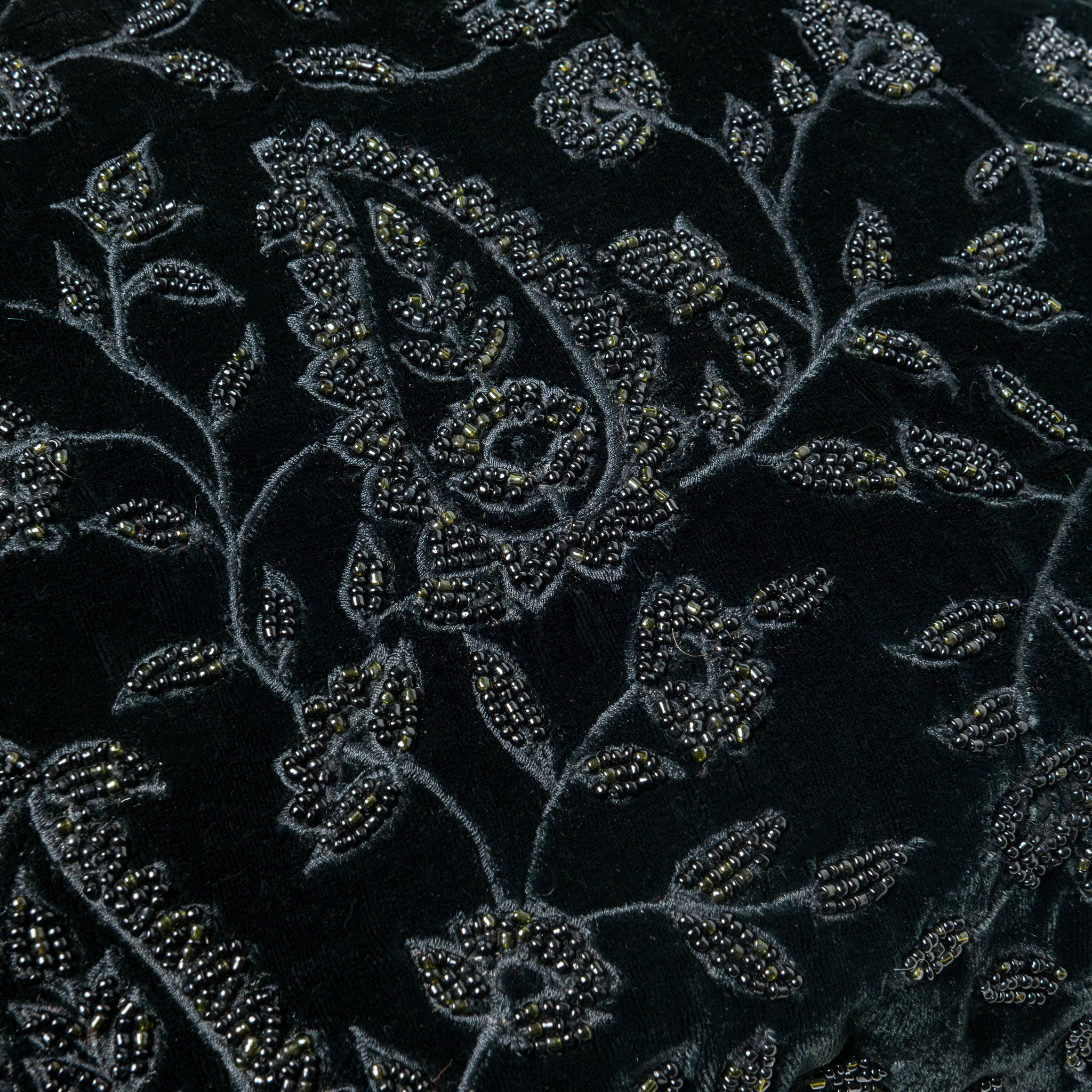 Vintage Beaded Velvet Cushion