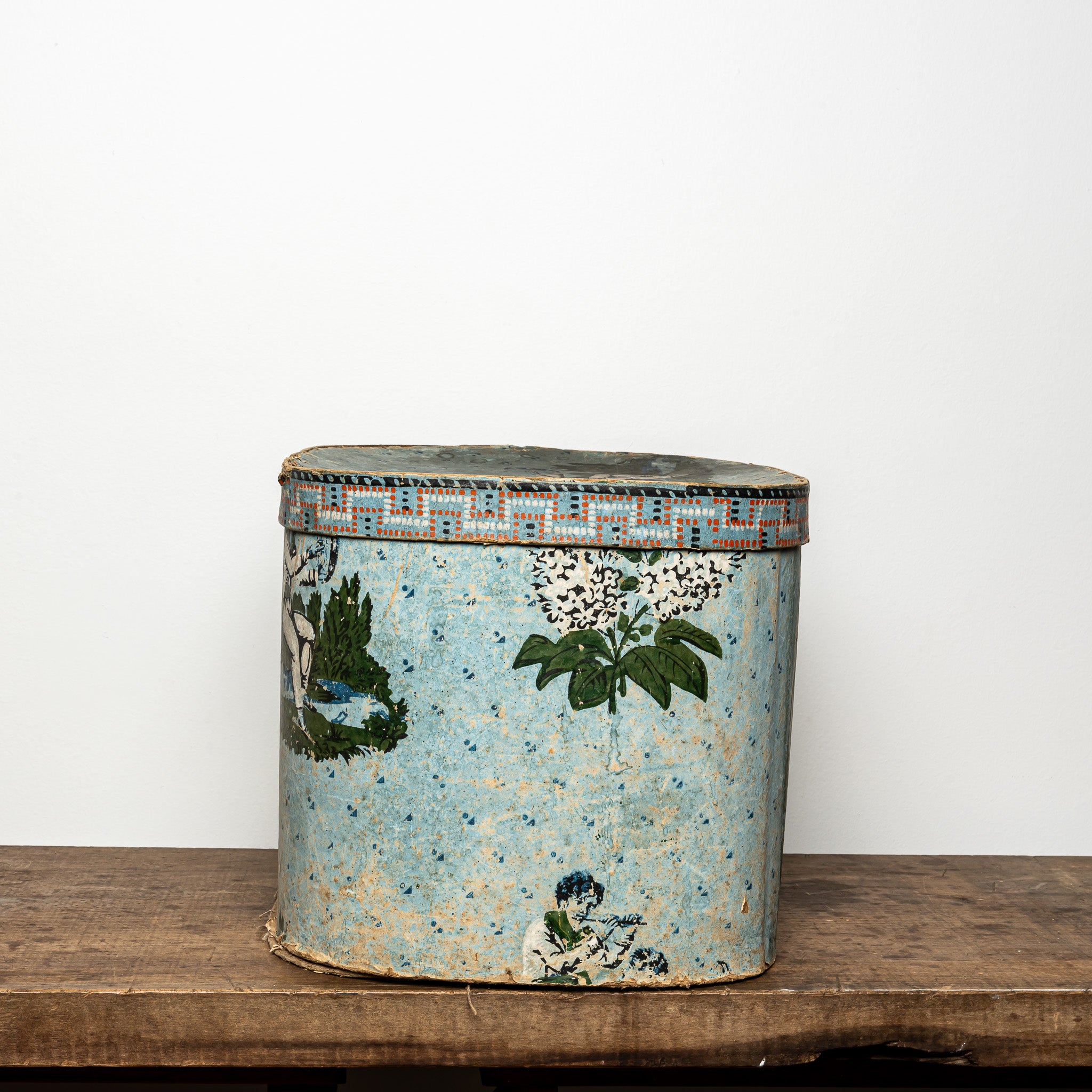 19th c. wallpaper bandbox