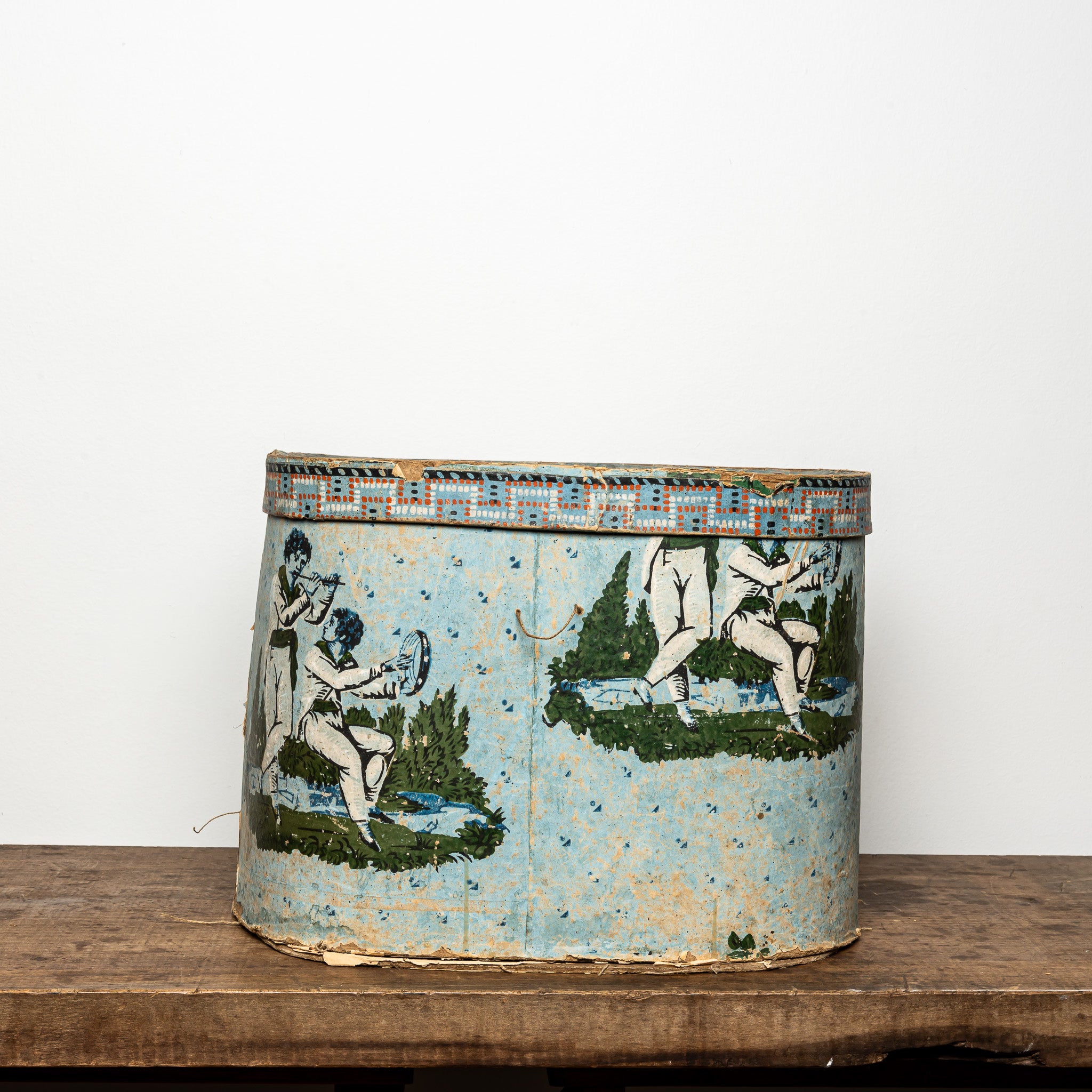 19th c. wallpaper bandbox