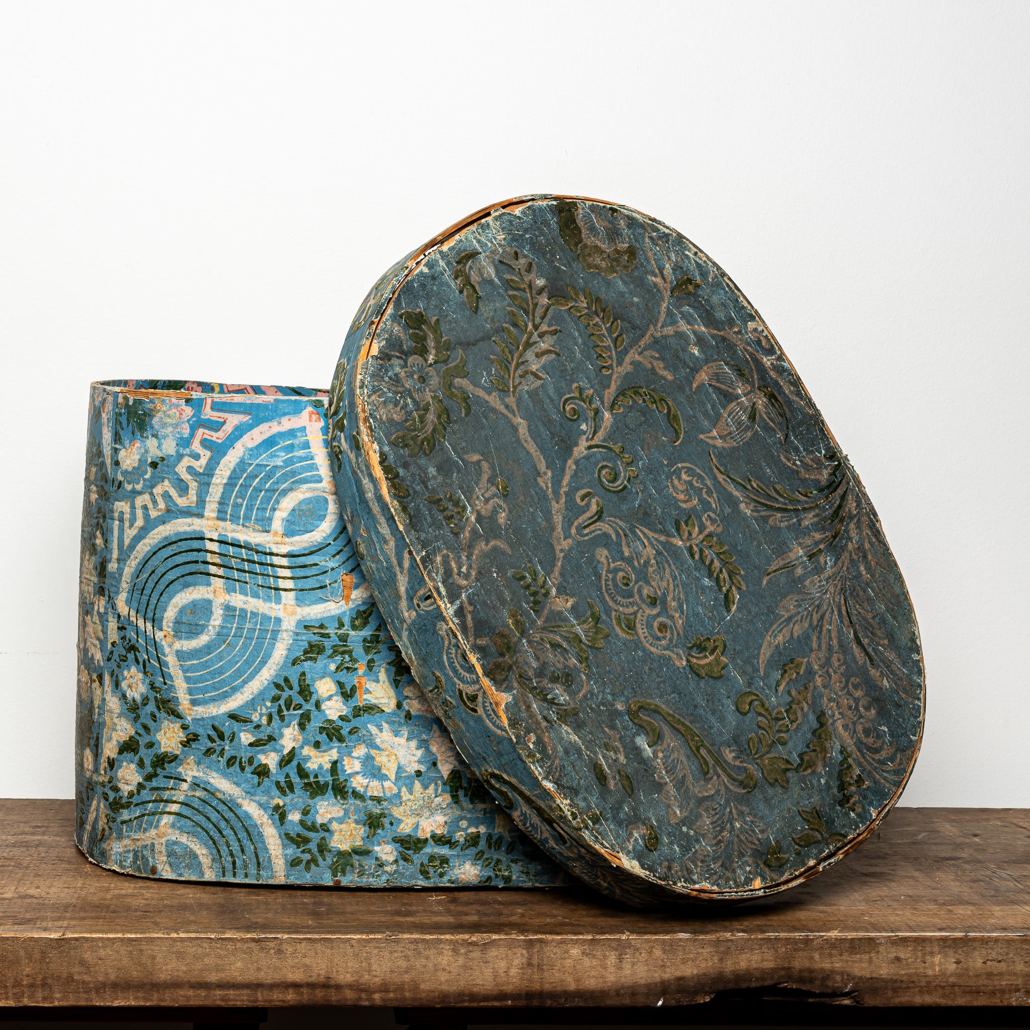 19th c. blue wallpaper box