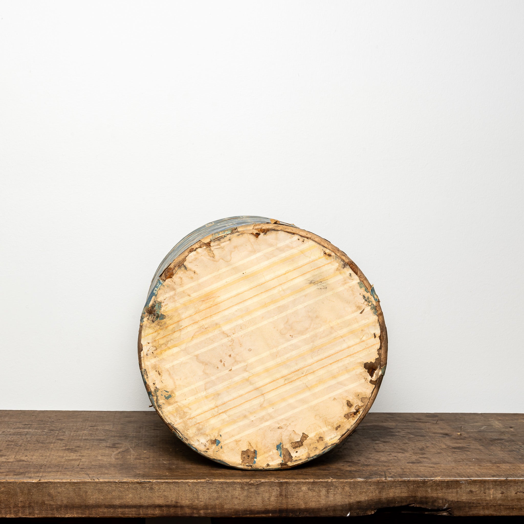 19th c. blue geometric wallpaper box