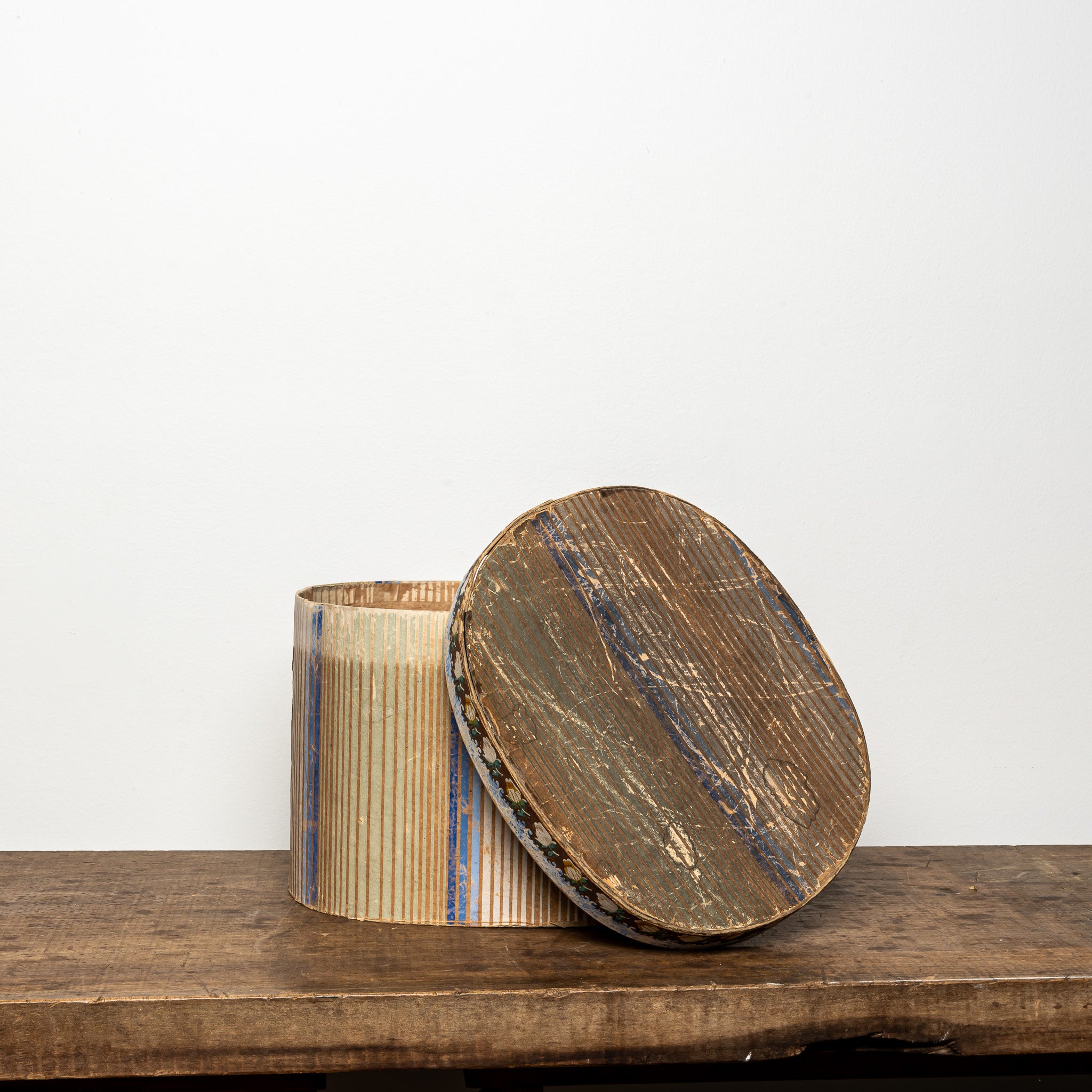 19th c. striped wallpaper box