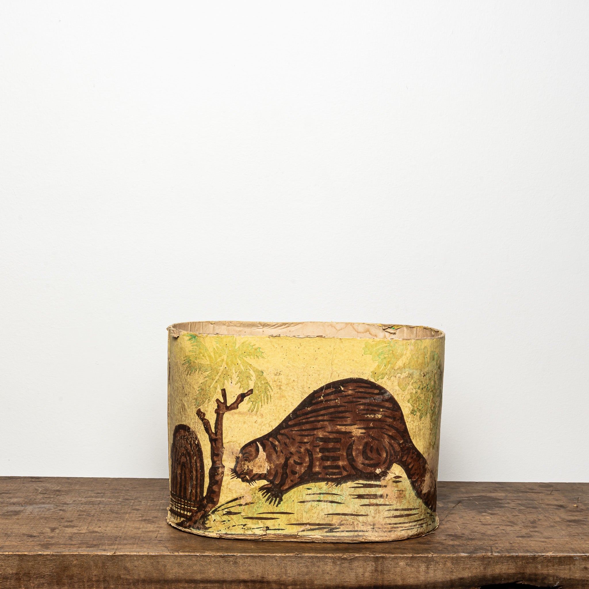 19th-Century Wallpaper-Covered Box, American Folk Storage