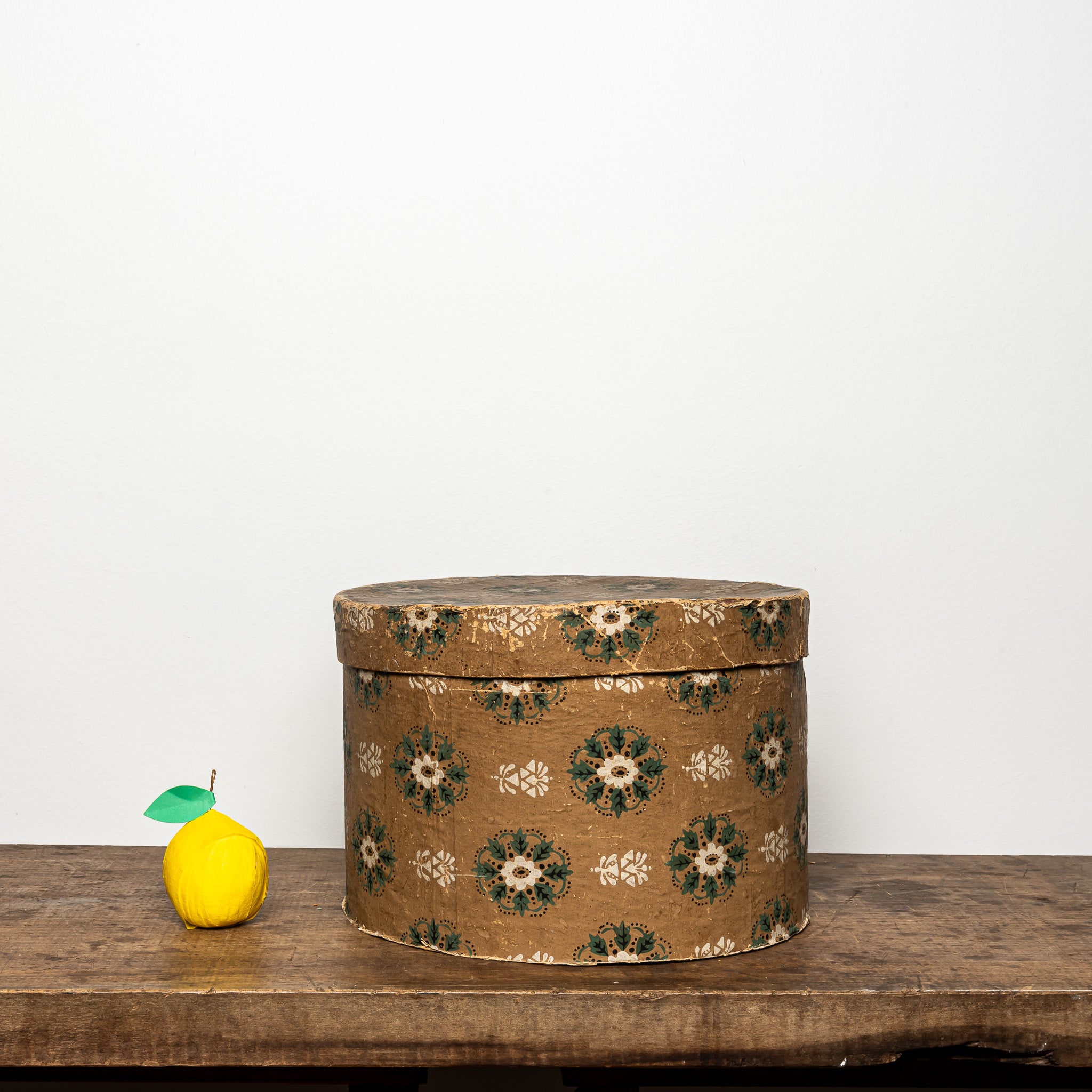 19th-Century Wallpaper-Covered Box with Floral Motif