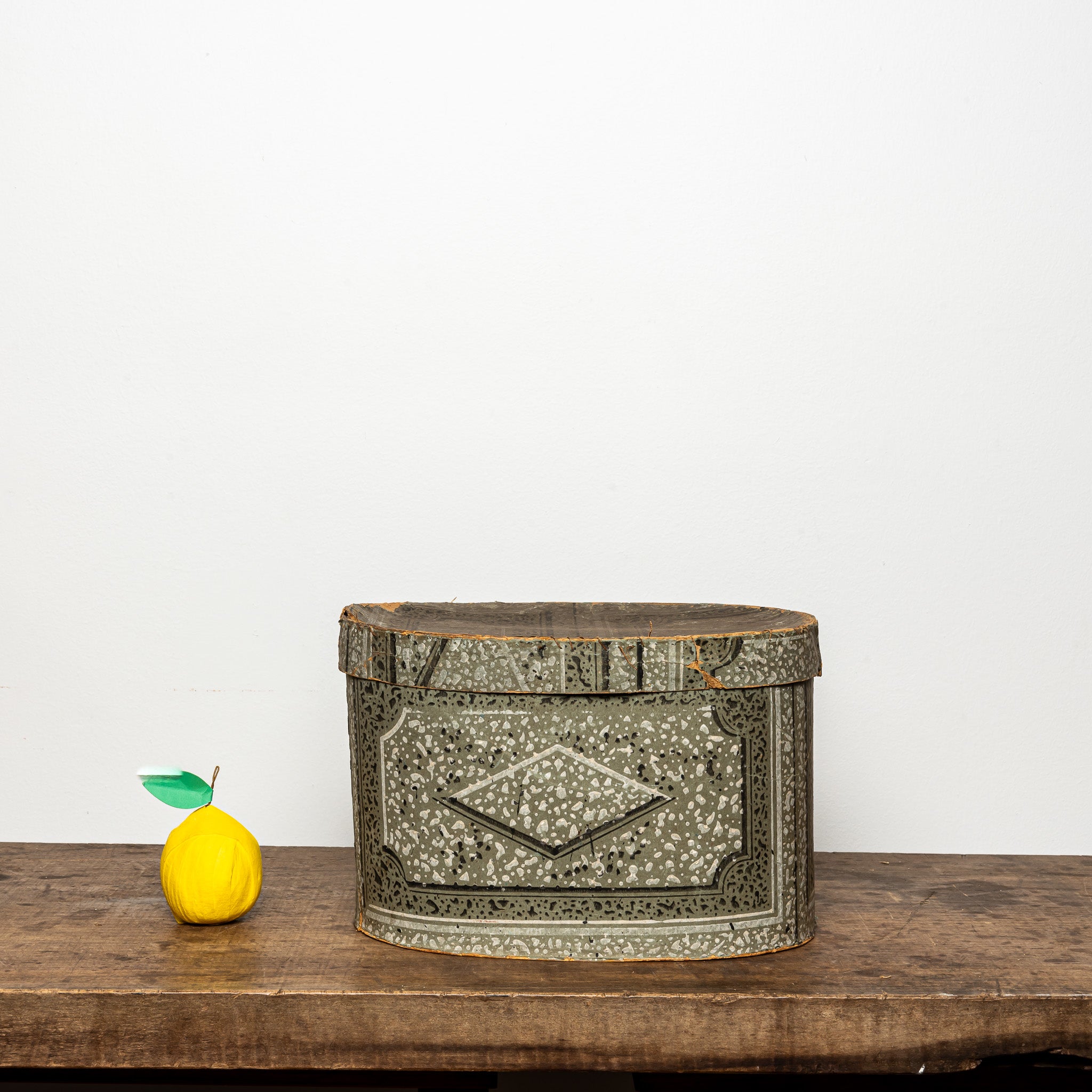 19th-Century Wallpaper-Covered Box with Geometric Pattern
