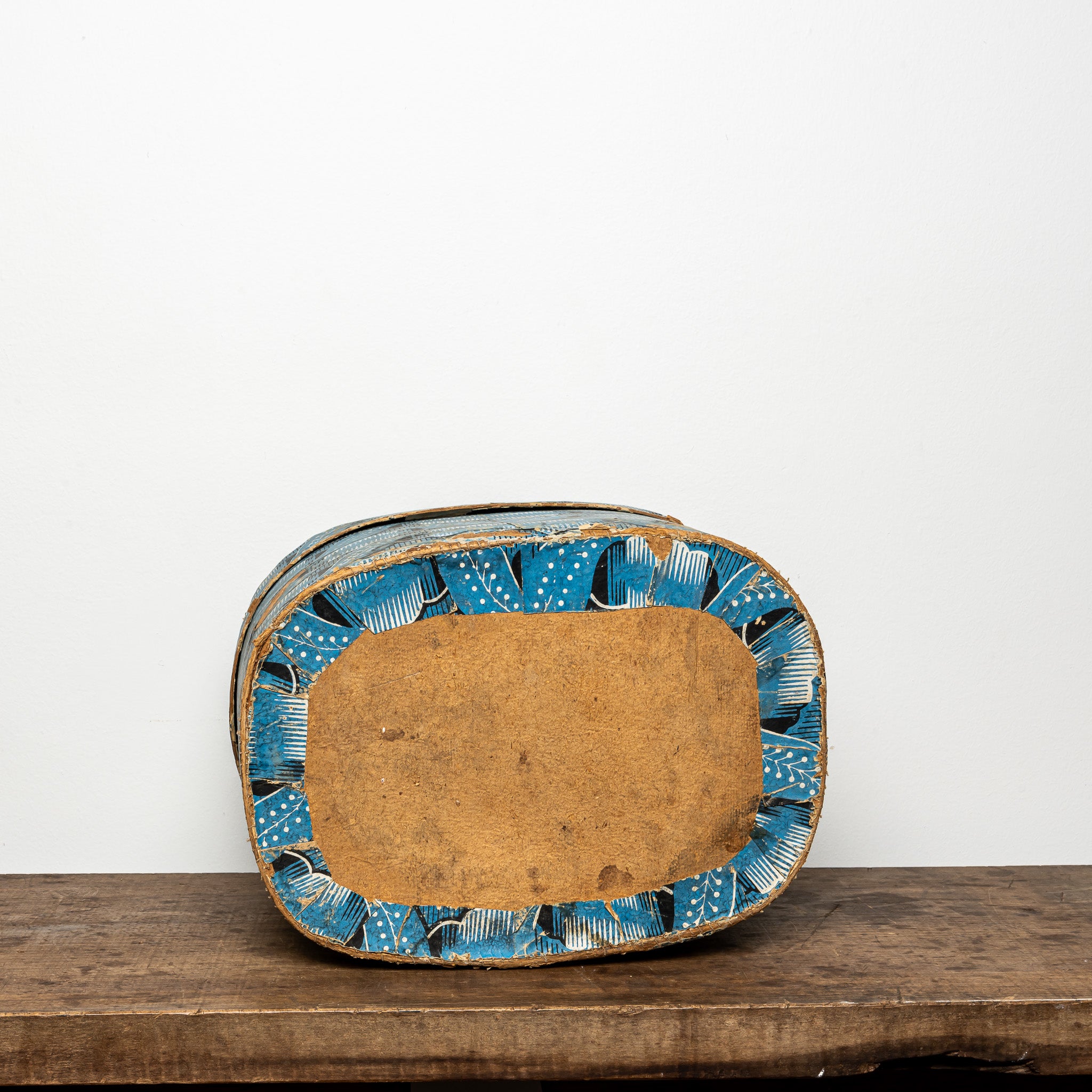 19th-Century Wallpaper-Covered Box, Blue Botanical