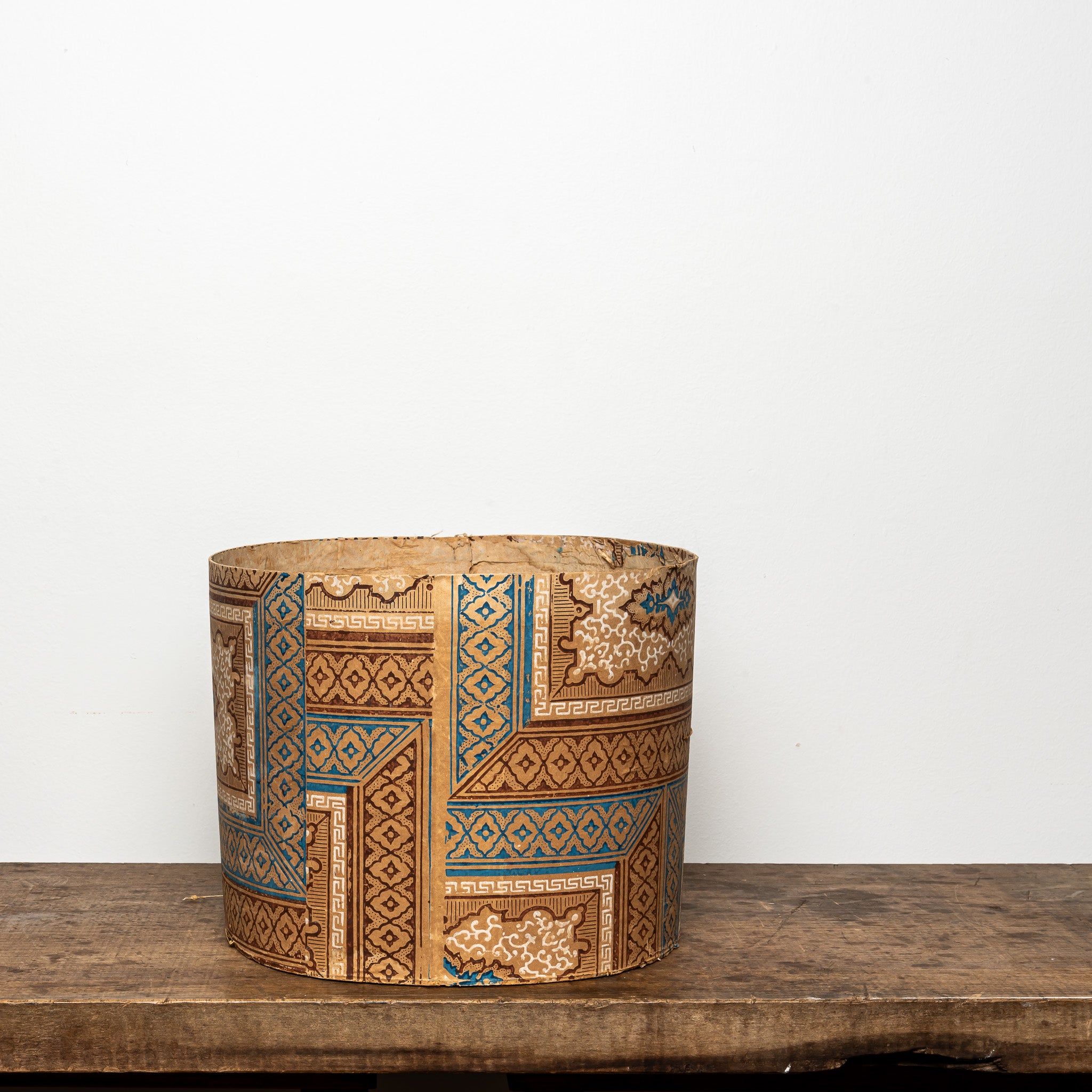 19th-Century Wallpaper-Covered Box, Geometric