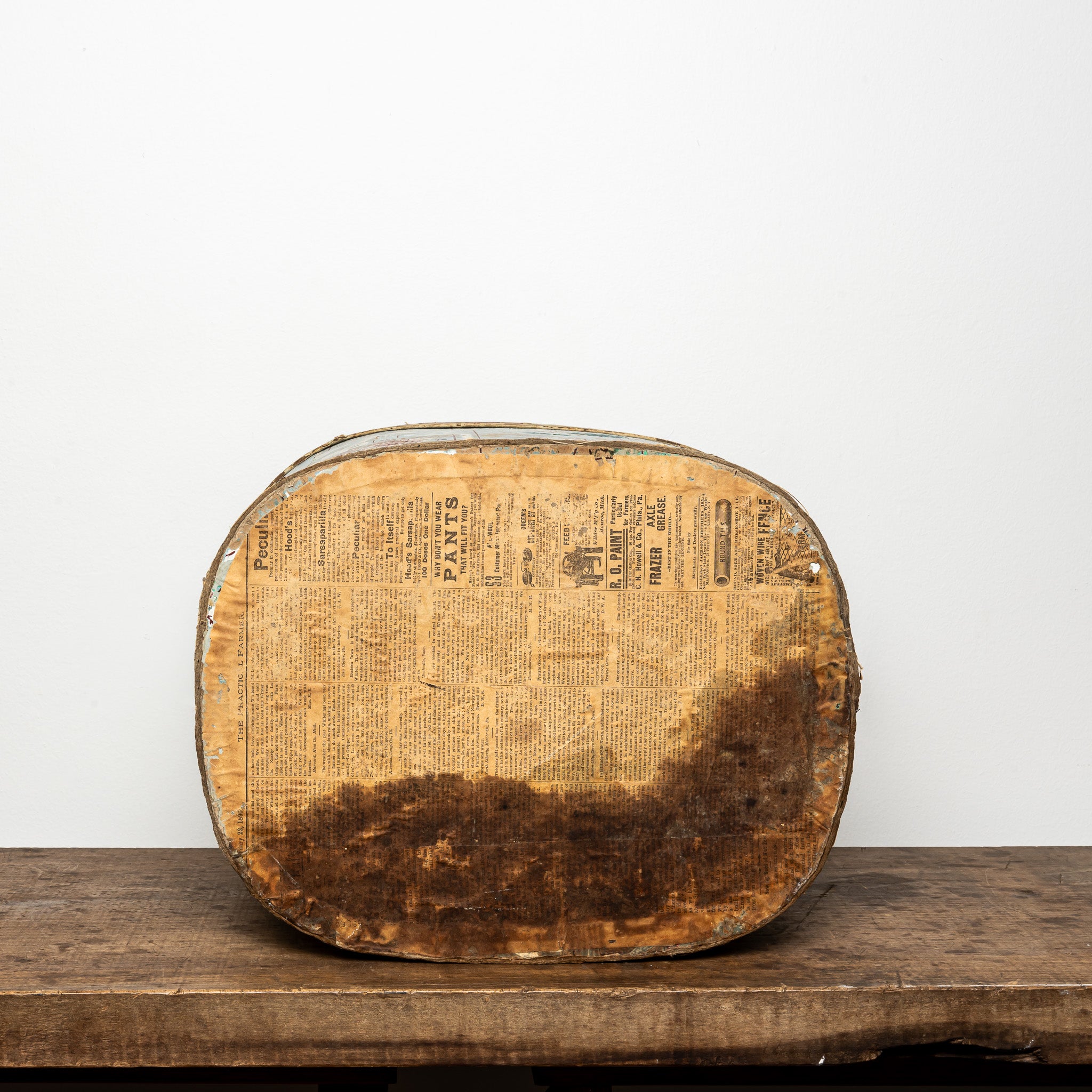 Large 19th-Century Wallpaper-Covered Box, Pale Blue