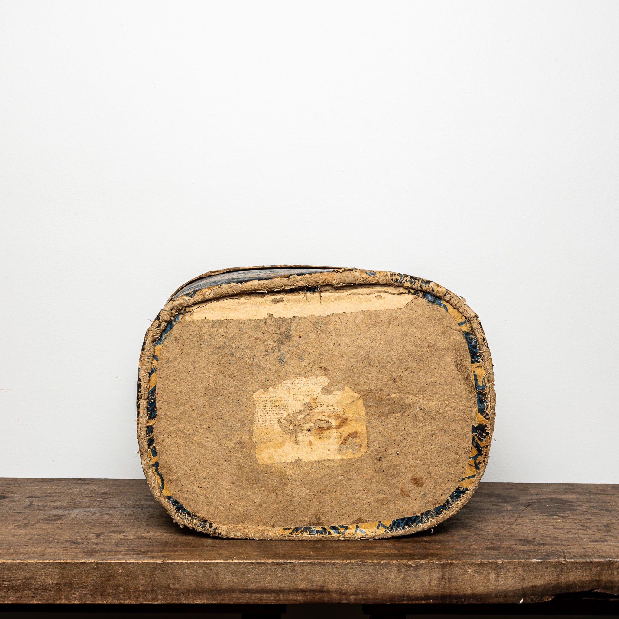 19th-Century Wallpaper-Covered Box, Dark Geometric