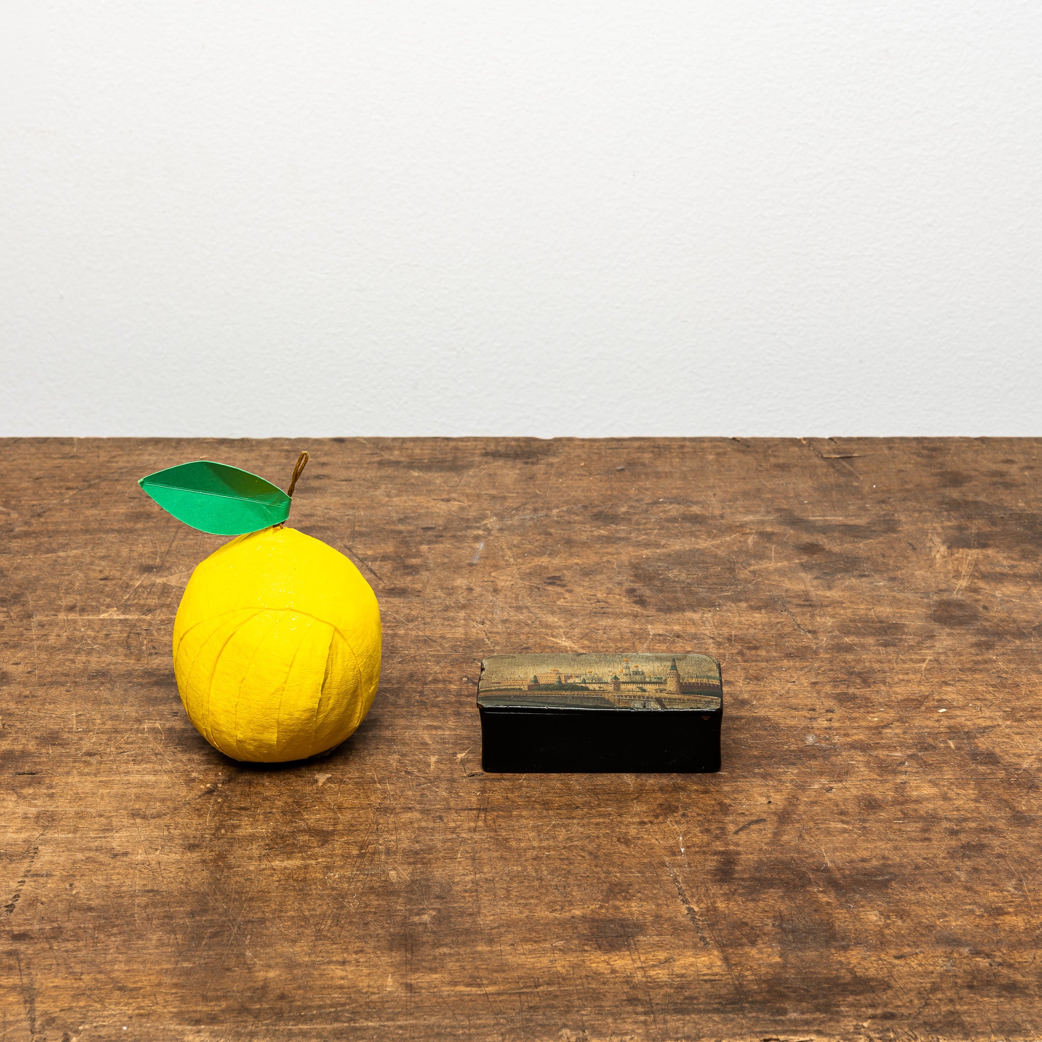 19th-Century Russian Miniature Painted Lacquer Stamp Box