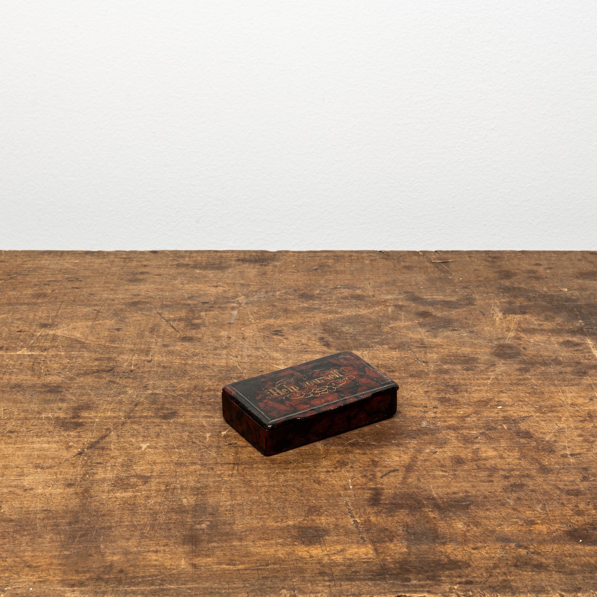 19th-Century Faux-Tortoiseshell Hand-Painted Snuff Box