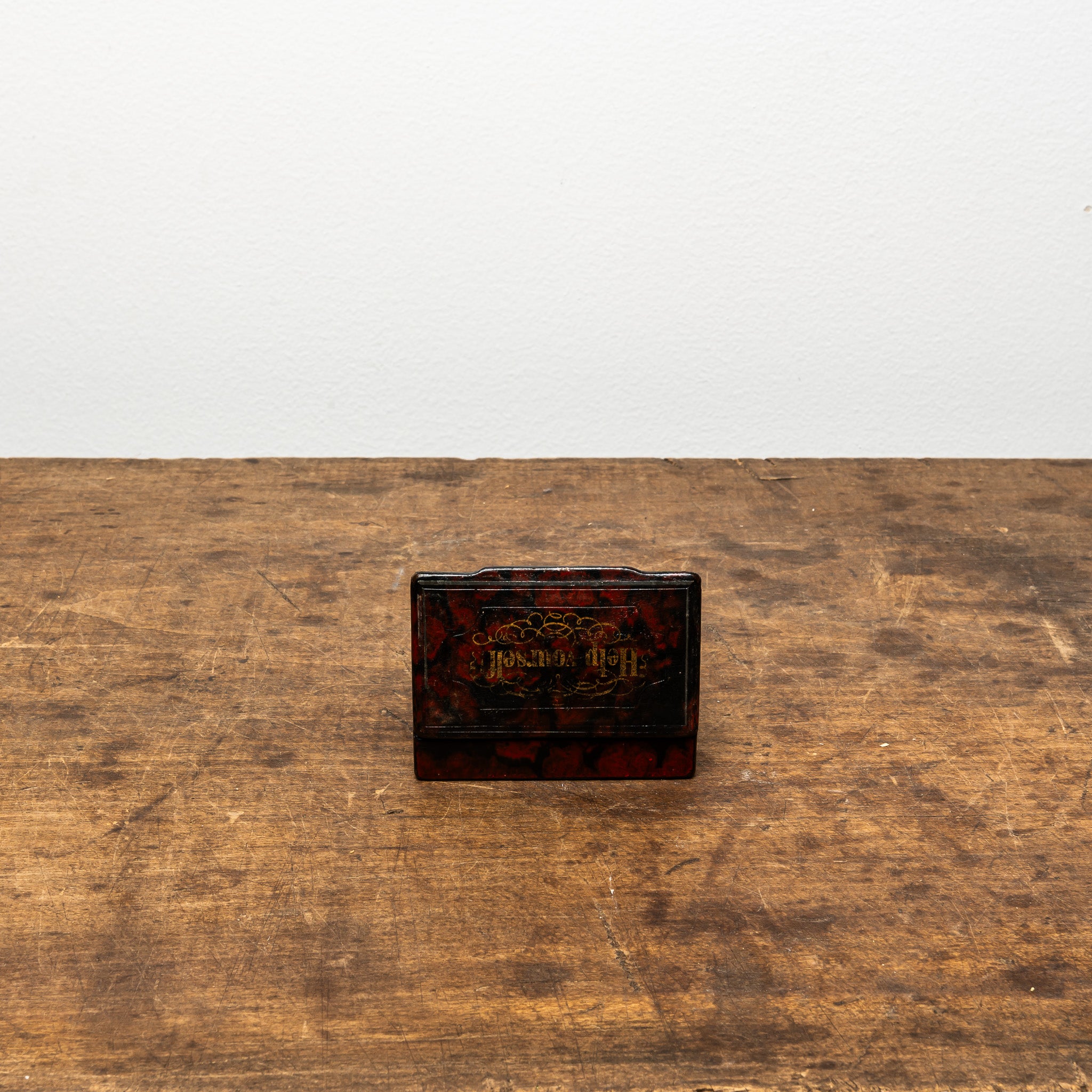 19th-Century Faux-Tortoiseshell Hand-Painted Snuff Box